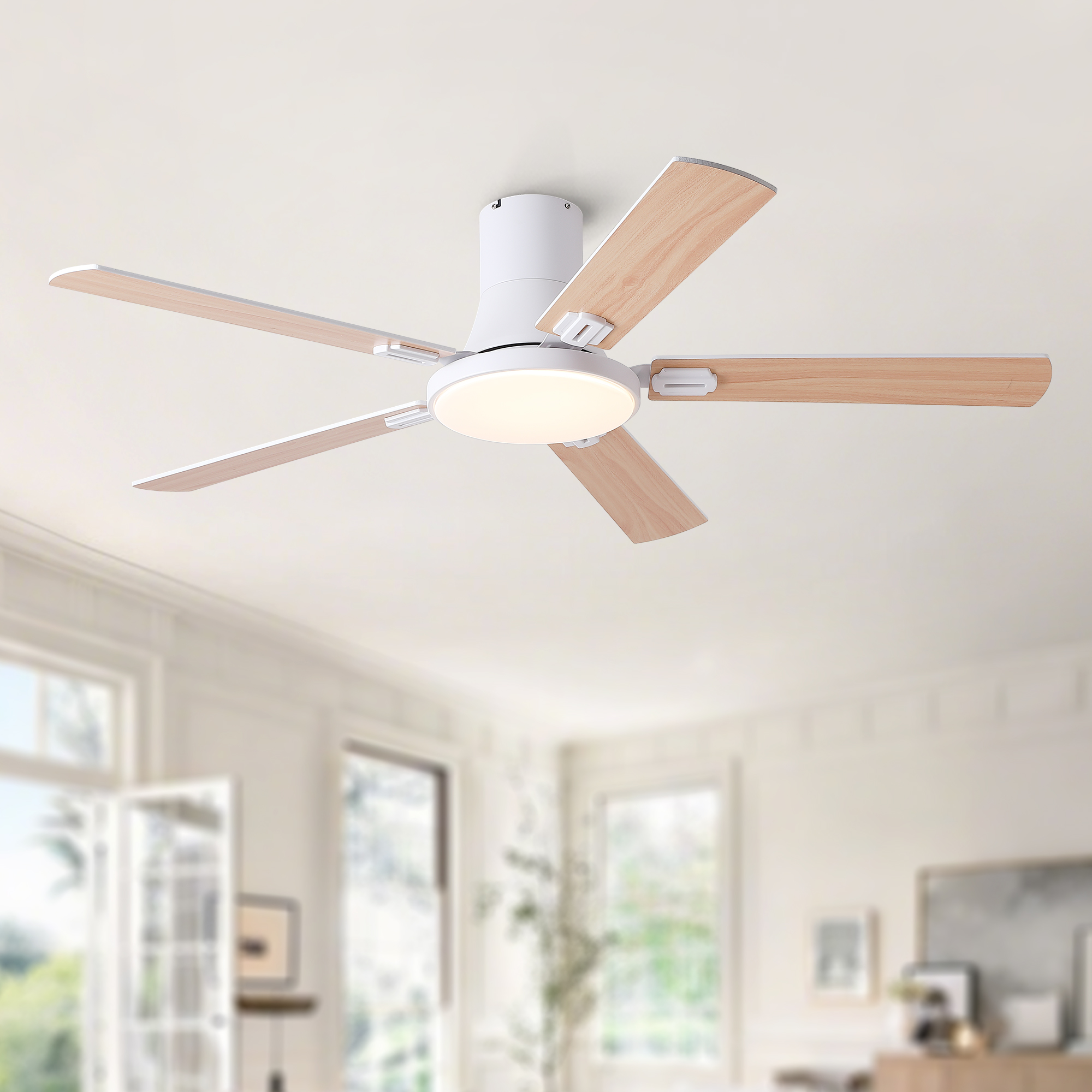 52 inch Mordern White Ceiling Fan with Light and Remote control - Image 3