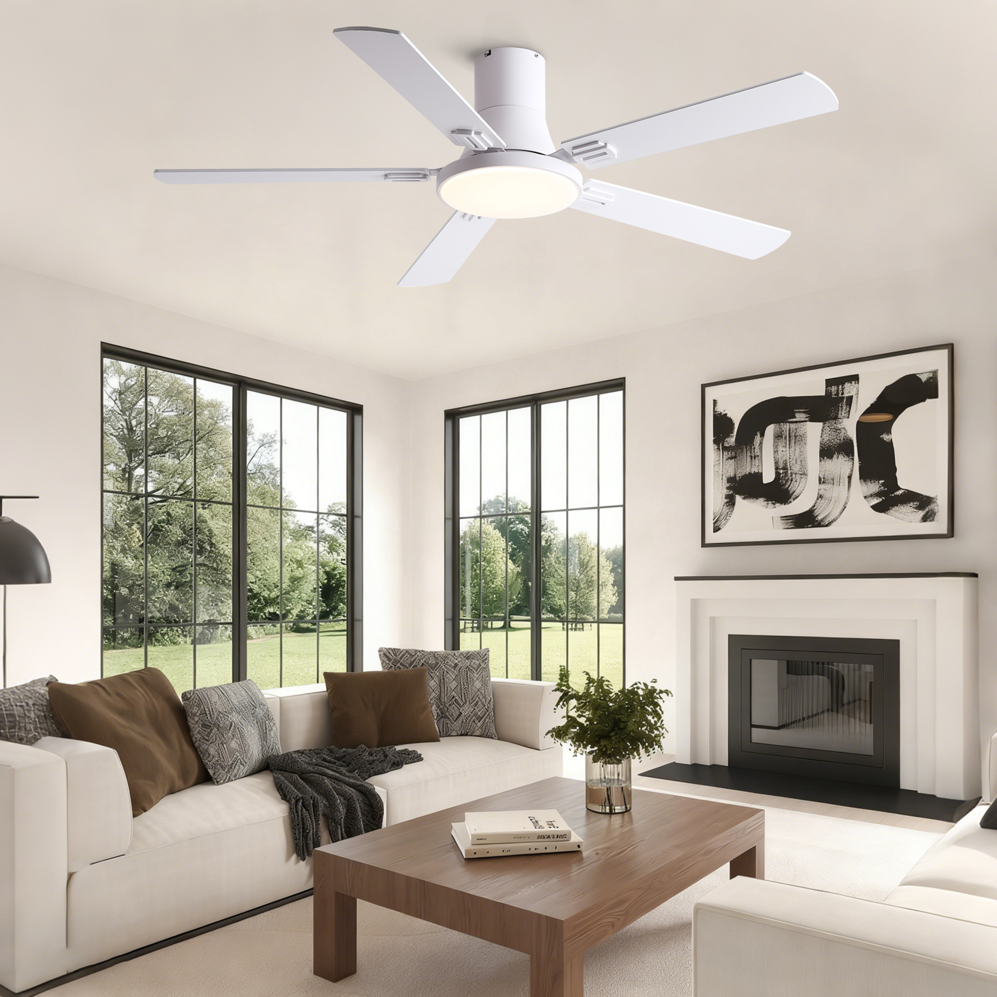52 inch Mordern White Ceiling Fan with Light and Remote control - Image 4
