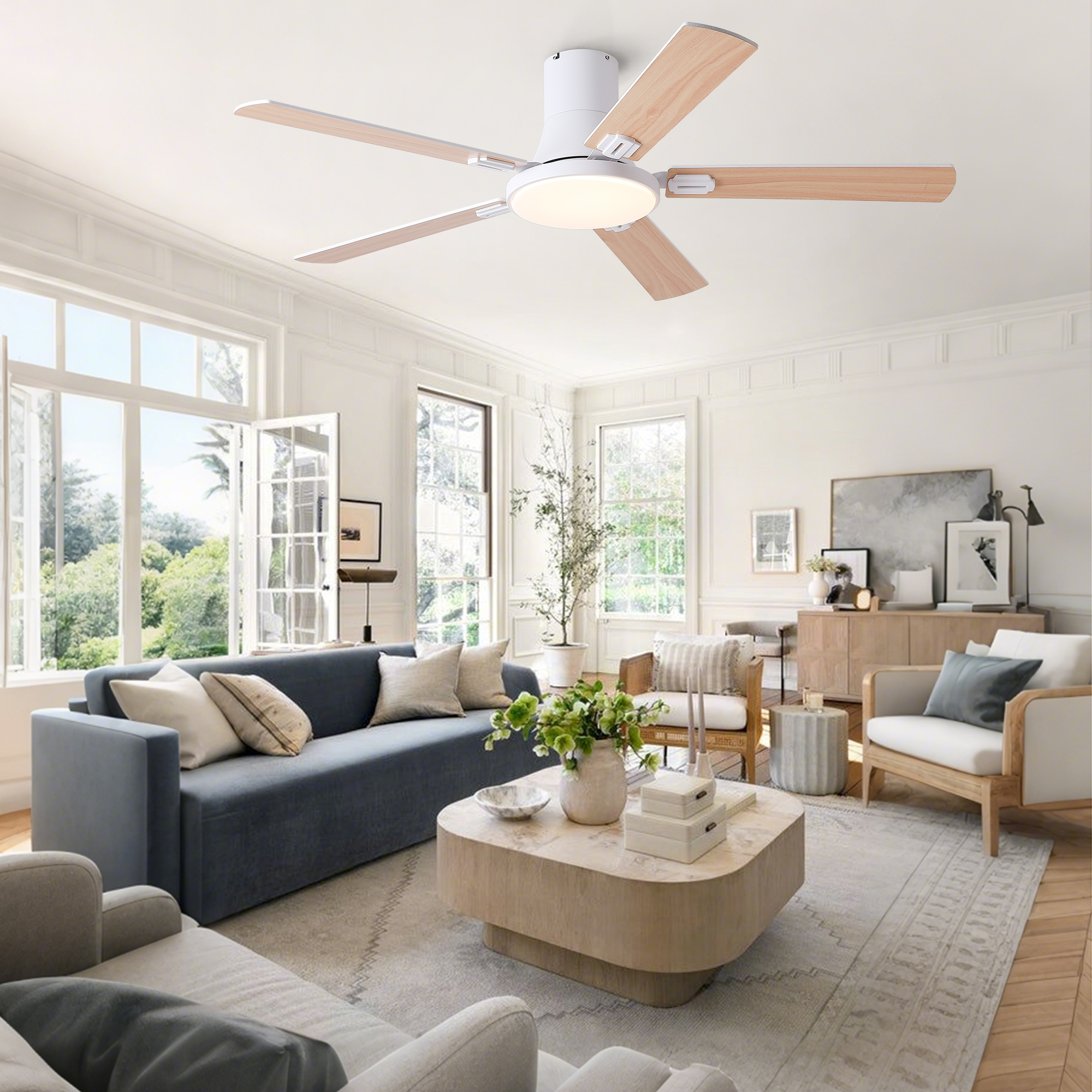 52 inch Mordern White Ceiling Fan with Light and Remote control - Image 6