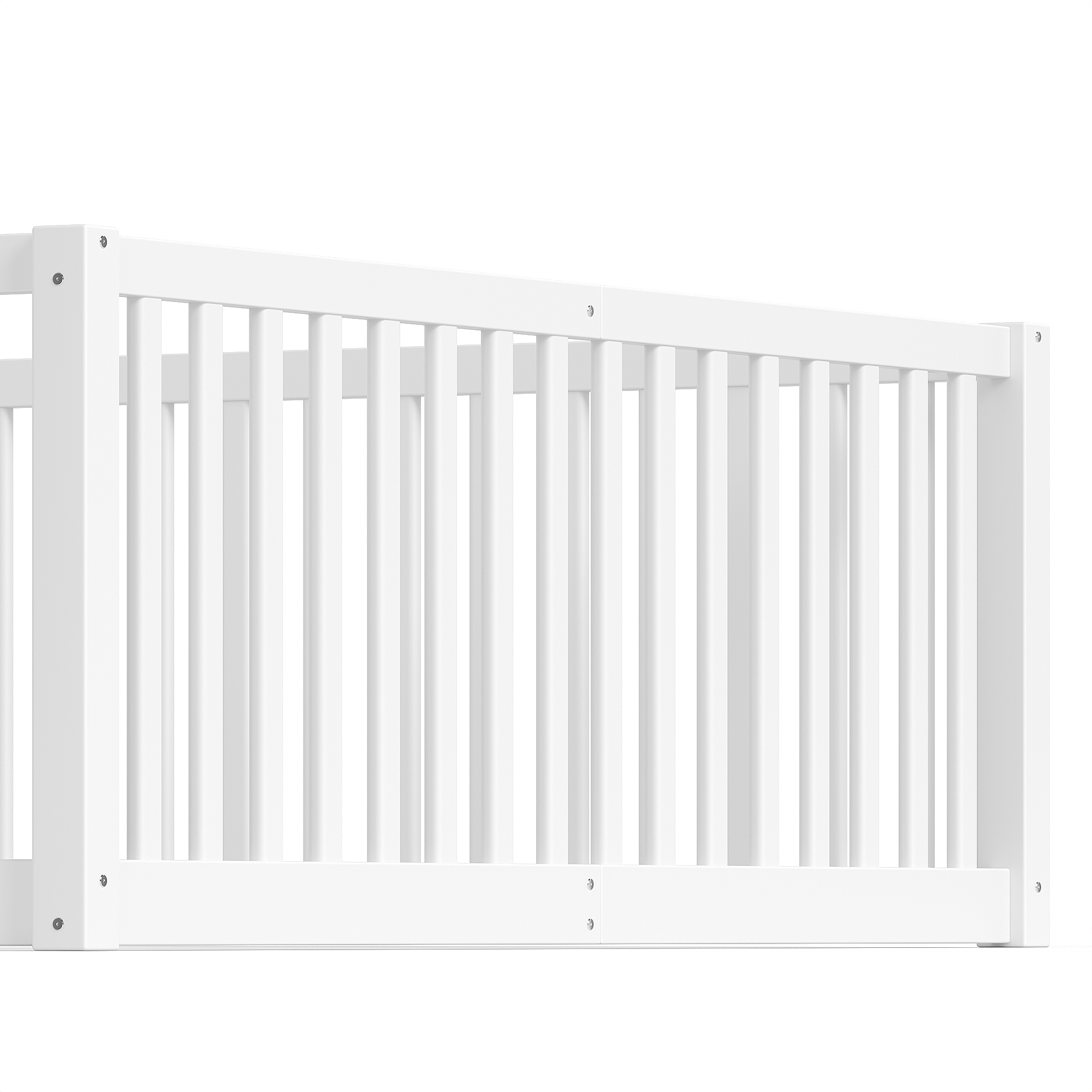 Queen Size Bed Floor Bed with Safety Guardrails and Door for Kids,White - Image 5