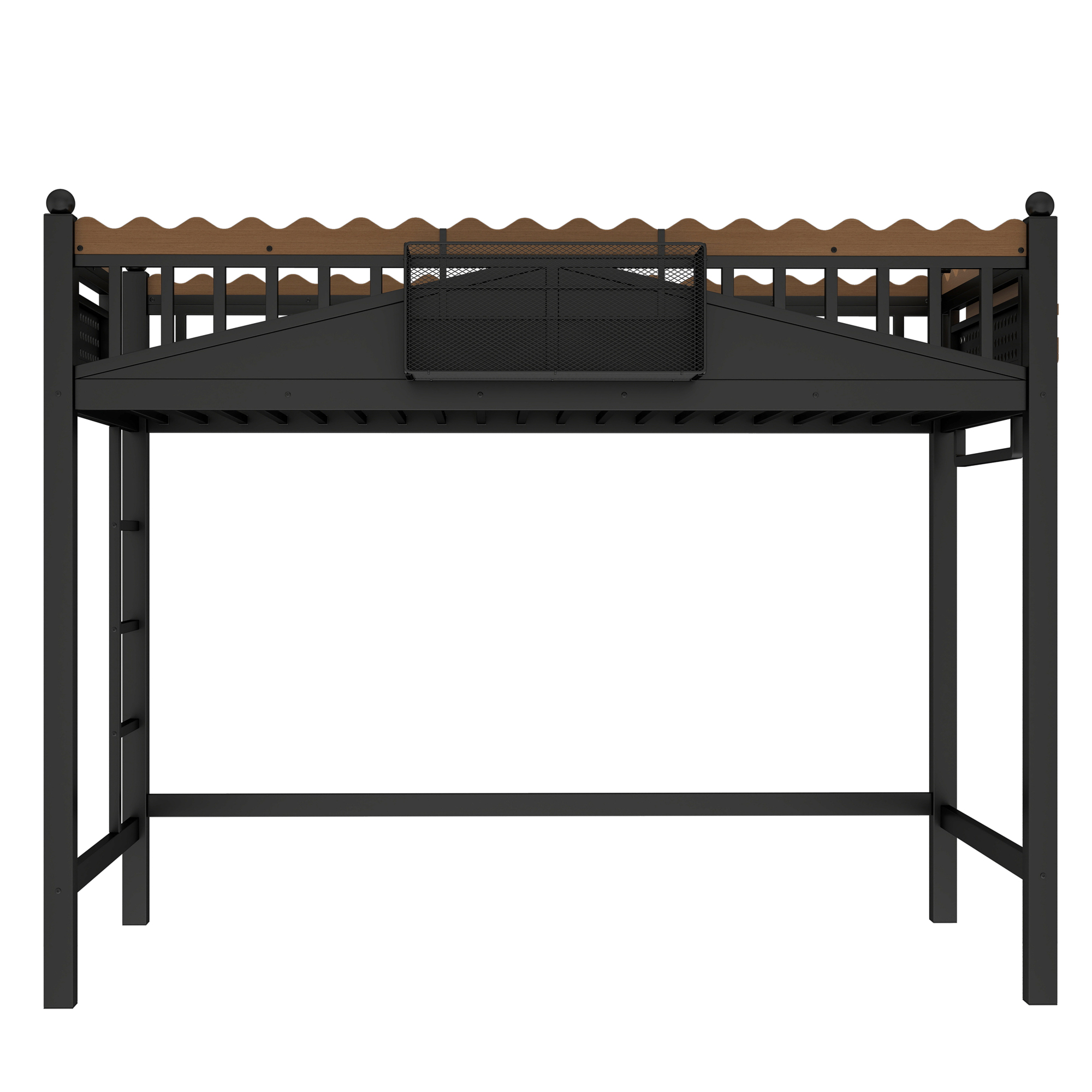 Twin XL Size Loft Bed with Ladders, Metal Loft Bed with Storage Shelves and bookshelf, No Box Spring Needed and Chic Design, Black - Image 6