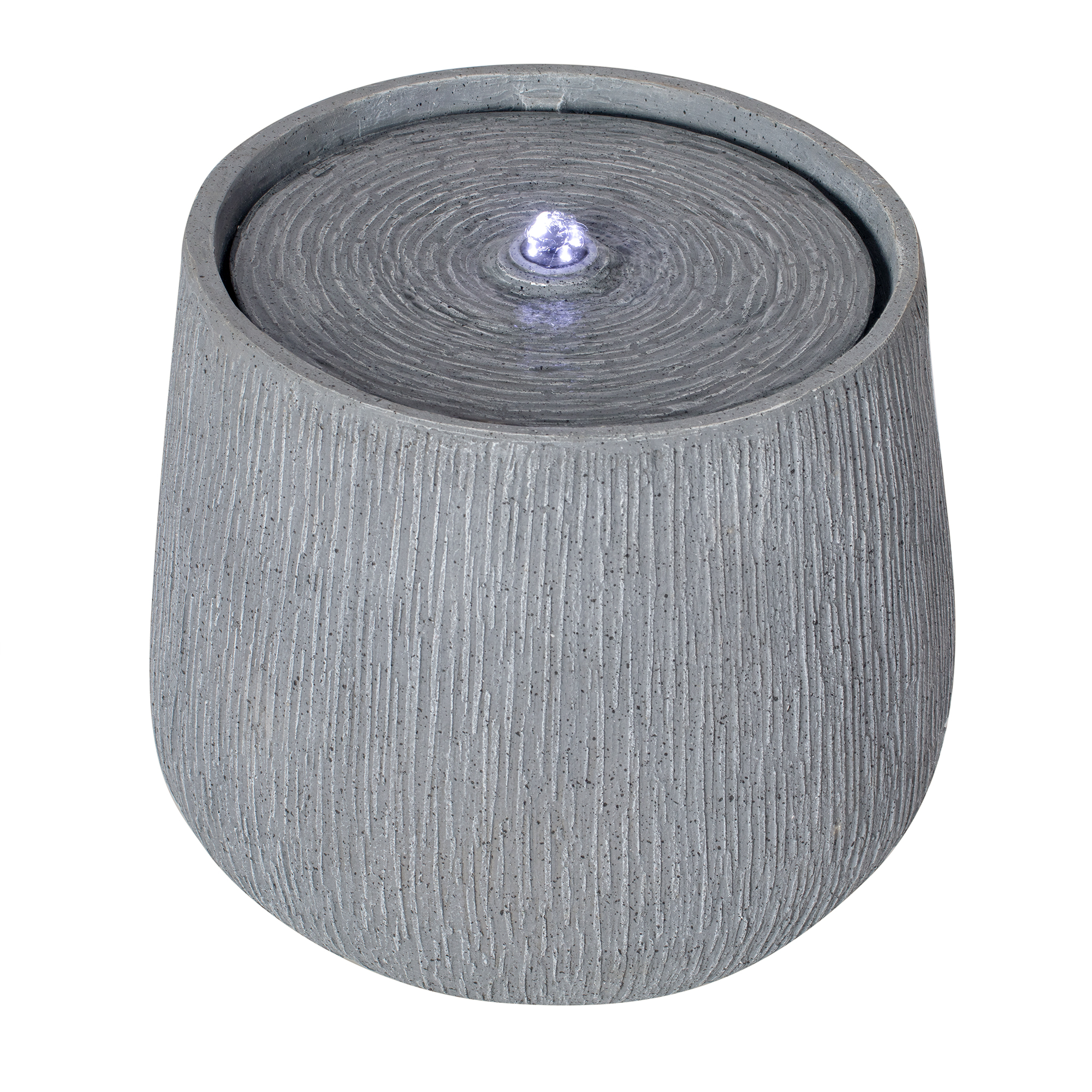 12.99"H Gray Polyresin Outdoor Water Fountain, Bowl-Shaped Water Feature with LED Light for Patio Deck Yard Decor - Image 4