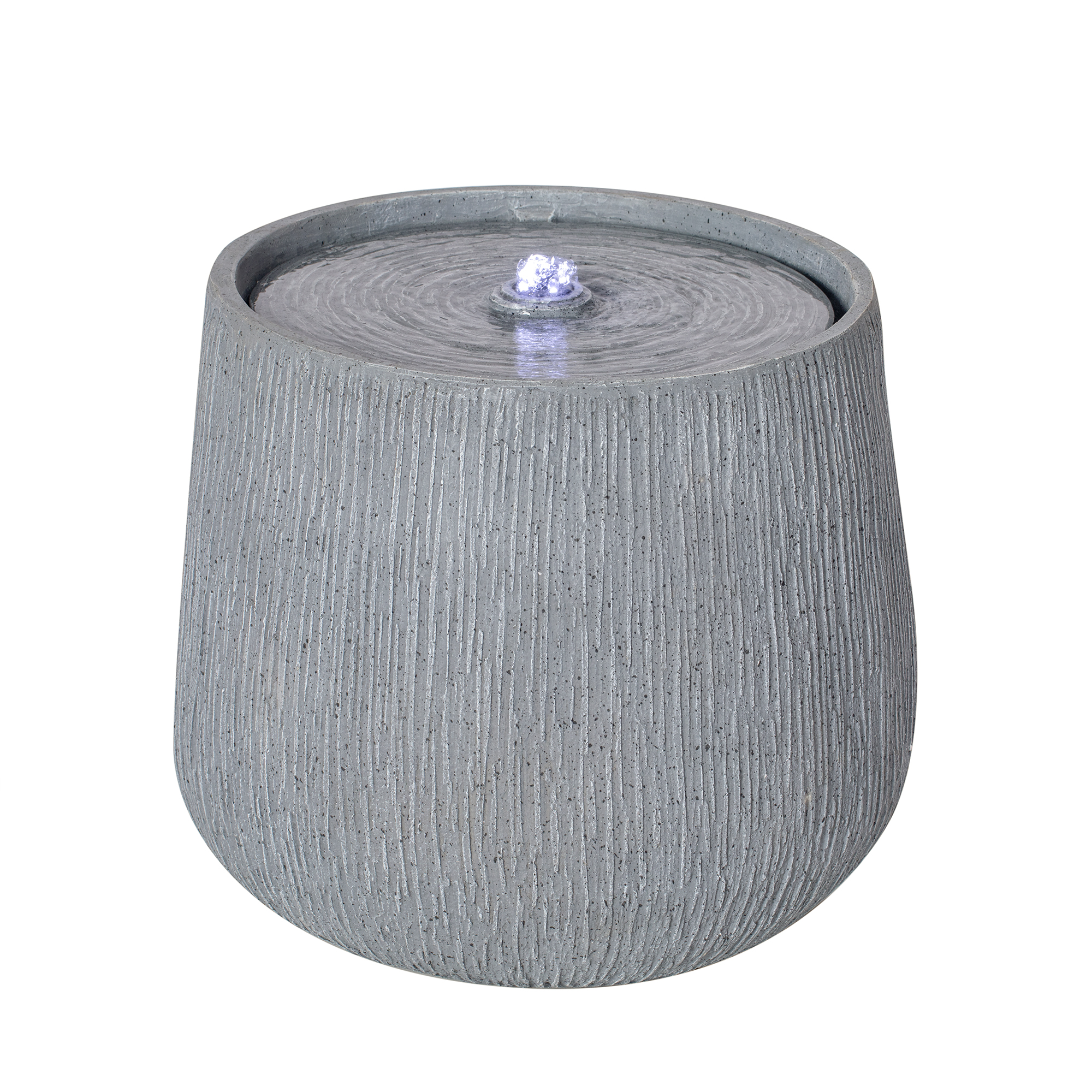 12.99"H Gray Polyresin Outdoor Water Fountain, Bowl-Shaped Water Feature with LED Light for Patio Deck Yard Decor - Image 5