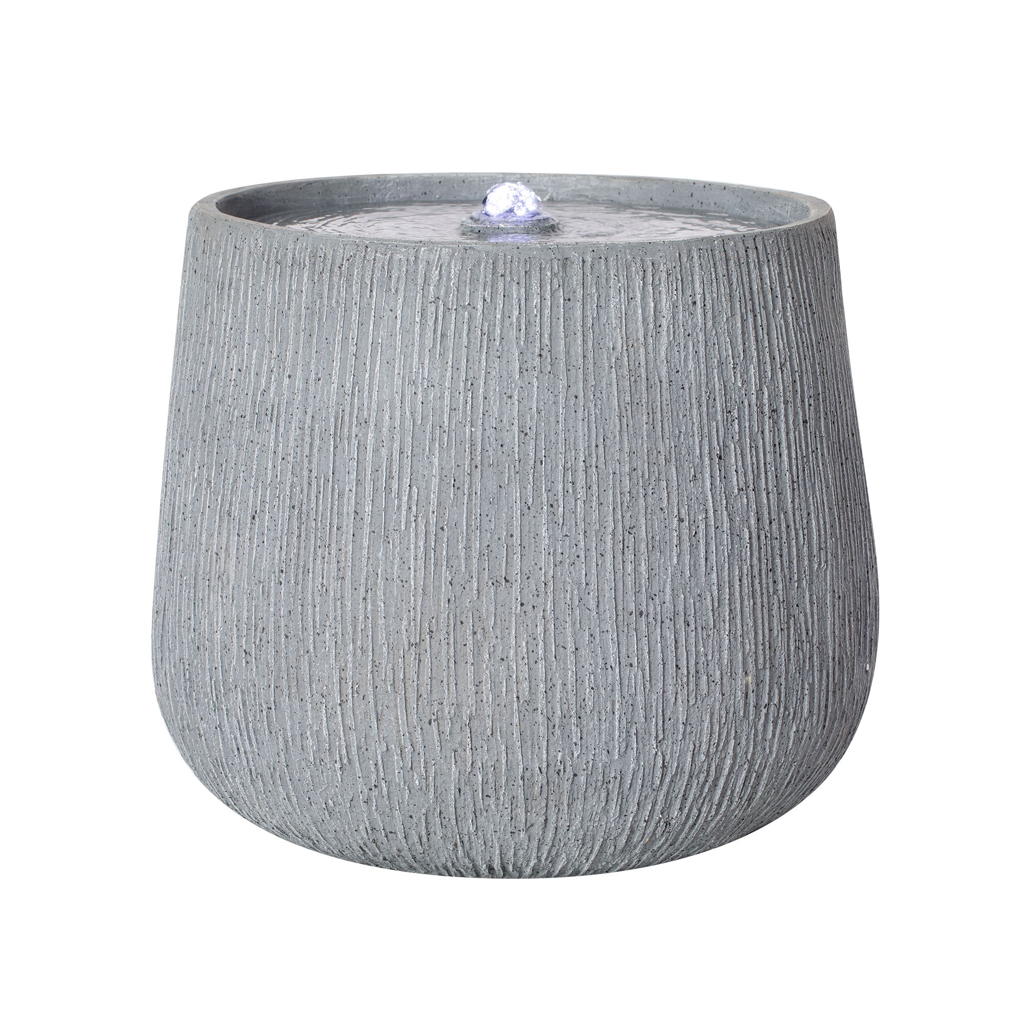 12.99"H Gray Polyresin Outdoor Water Fountain, Bowl-Shaped Water Feature with LED Light for Patio Deck Yard Decor - Image 6