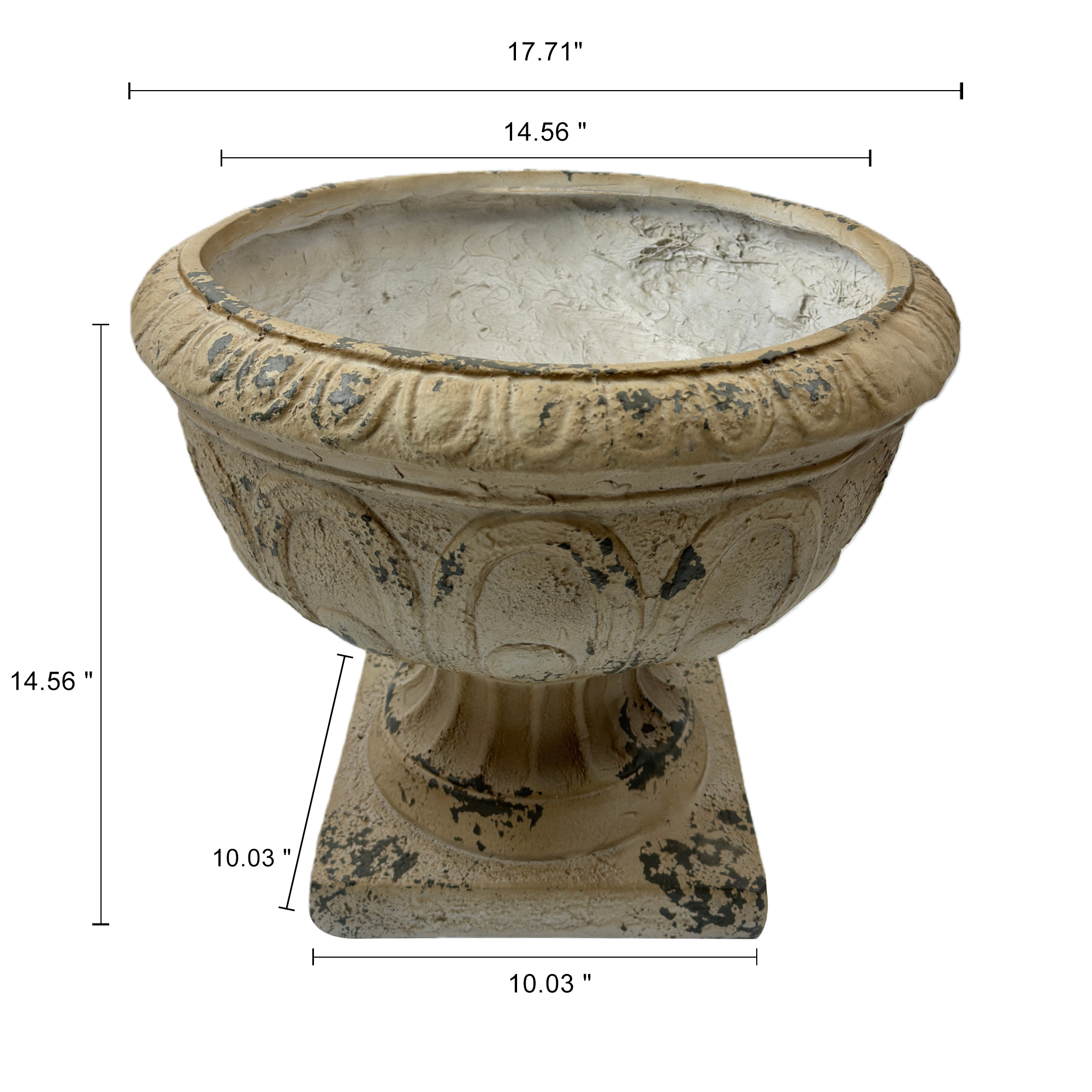 MGO Garden Planter, Garden decoration and planting,Color Antique White, Side 17.71"L X 17.71"W X 14.56'' H - Image 5