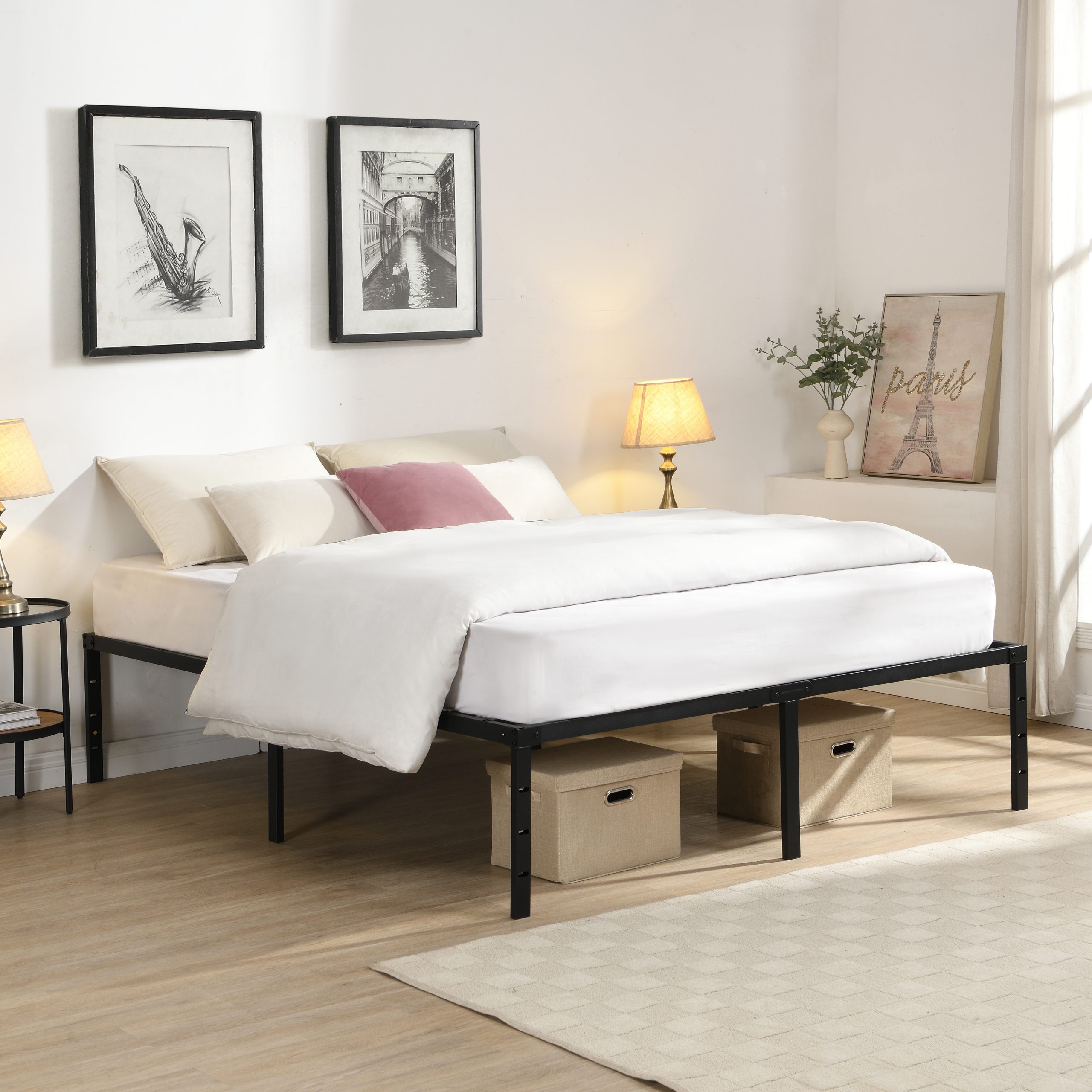Queen Size Bed Frame , Heavy Duty Metal Bed Frame , Quick & Easy Assembly, No Noise, Black - Image 2
