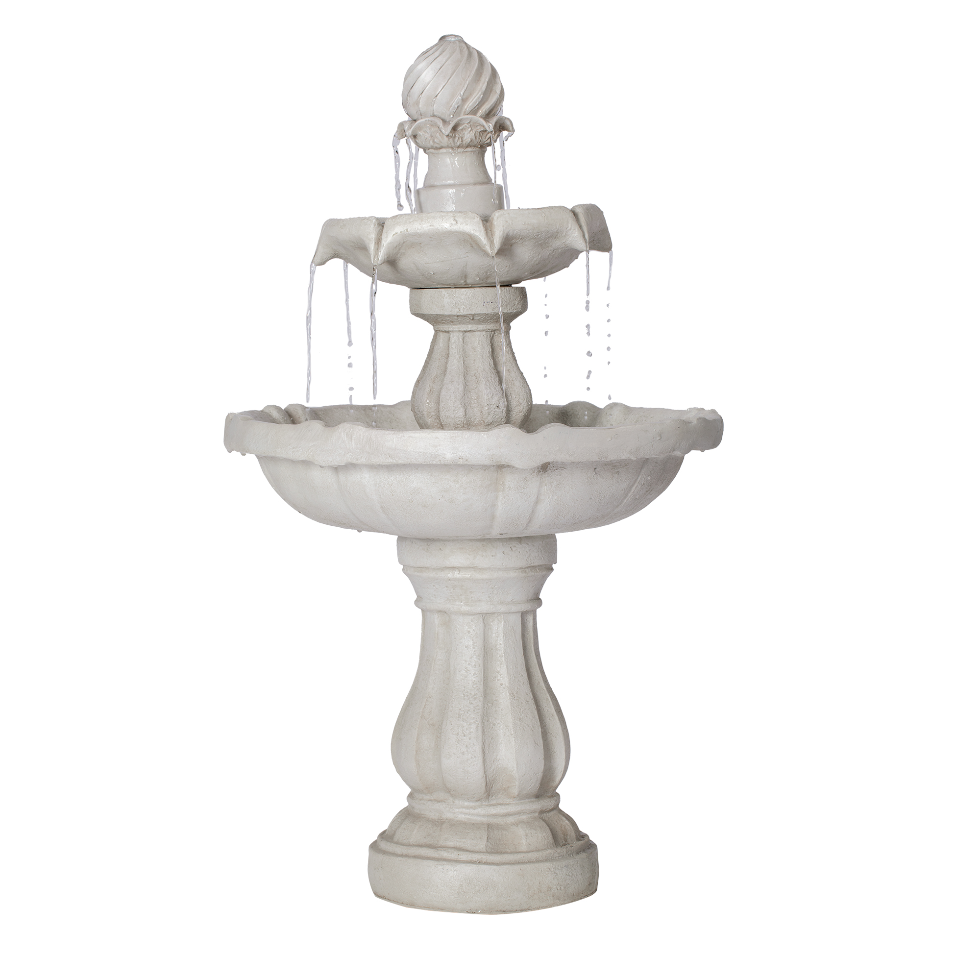 37.4"H 2-Tier White Polyresin Outdoor Water Fountain, Classic Pedestal Cascading Water Feature for Patio Garden Yard Decor - Image 4