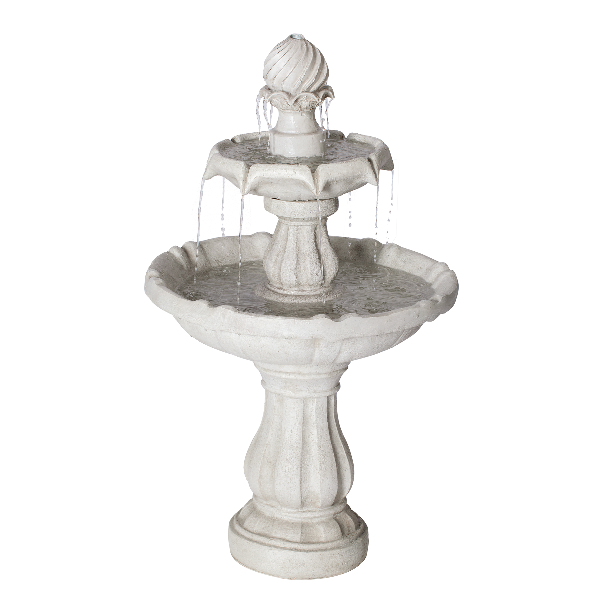 37.4"H 2-Tier White Polyresin Outdoor Water Fountain, Classic Pedestal Cascading Water Feature for Patio Garden Yard Decor - Image 5