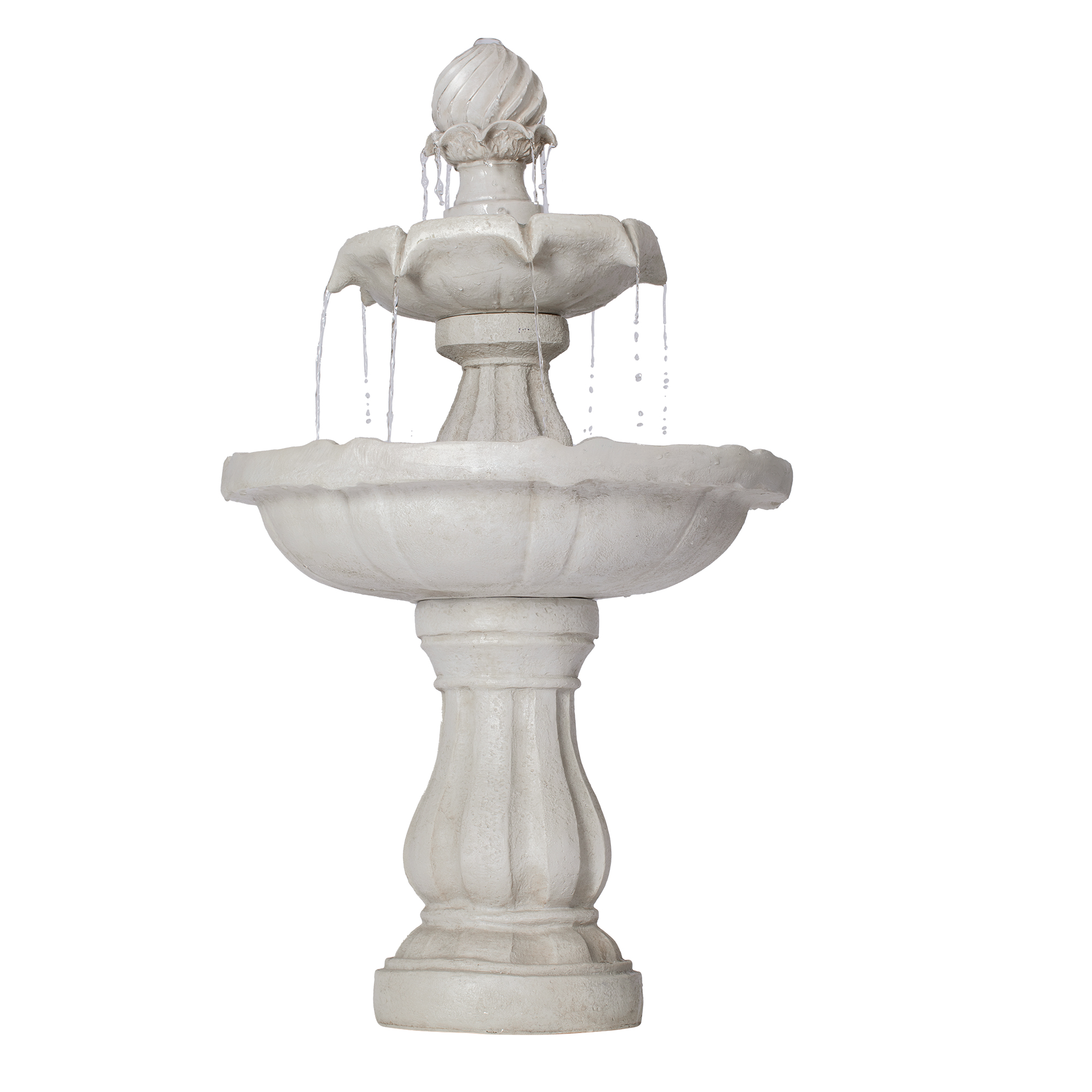 37.4"H 2-Tier White Polyresin Outdoor Water Fountain, Classic Pedestal Cascading Water Feature for Patio Garden Yard Decor - Image 6