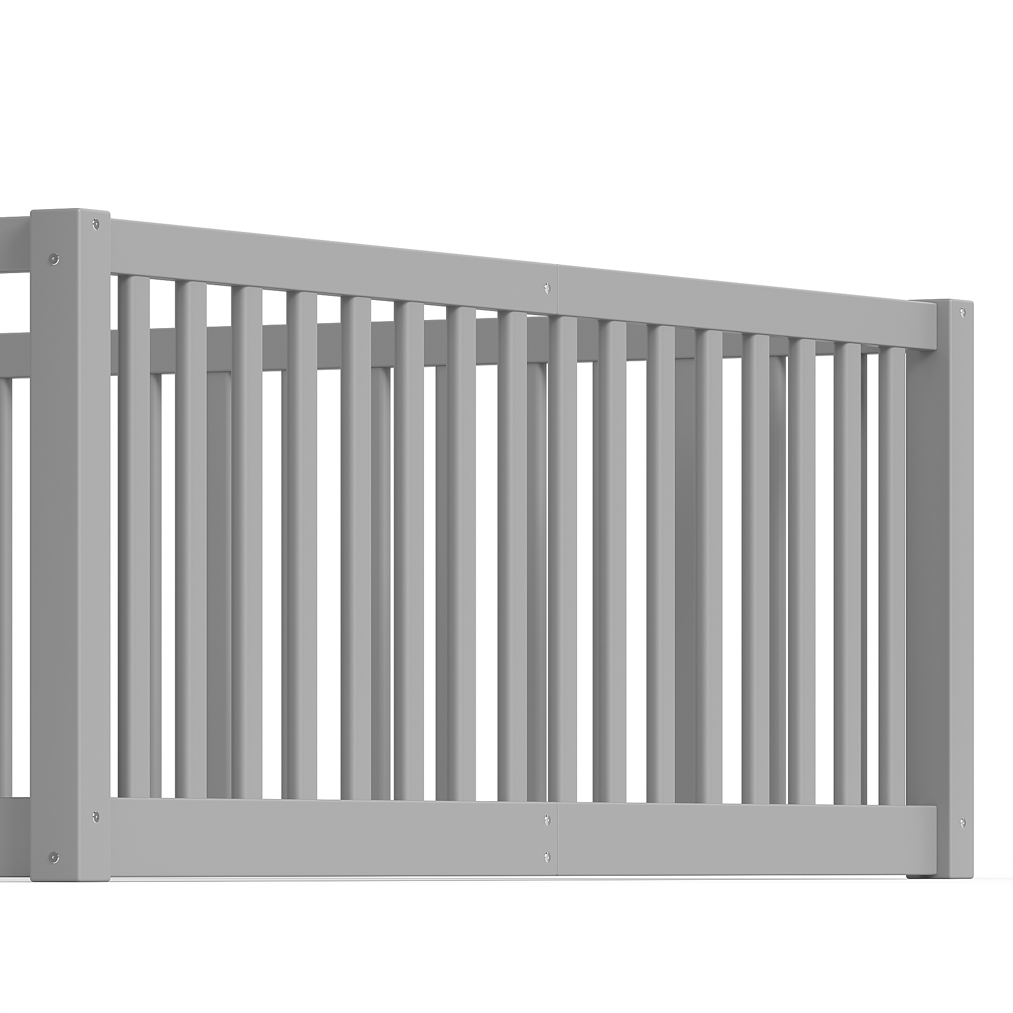 Queen Size Bed Floor Bed with Safety Guardrails and Door for Kids,Gray - Image 5