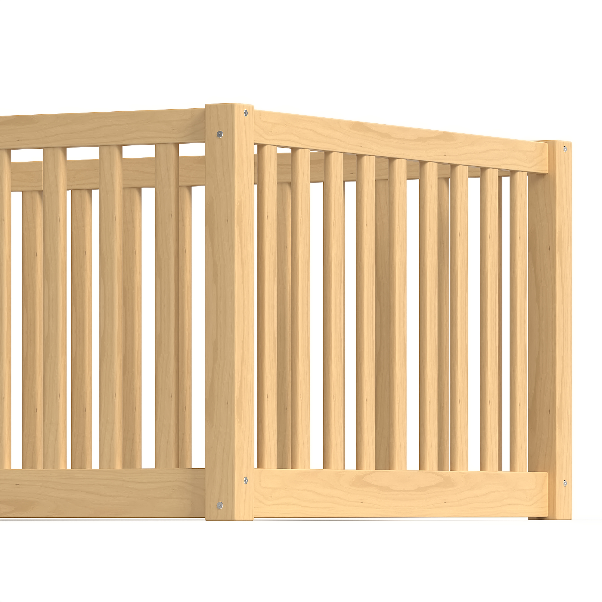 Twin Size Bed Floor Bed with Safety Guardrails and Door for Kids, Natural - Image 5