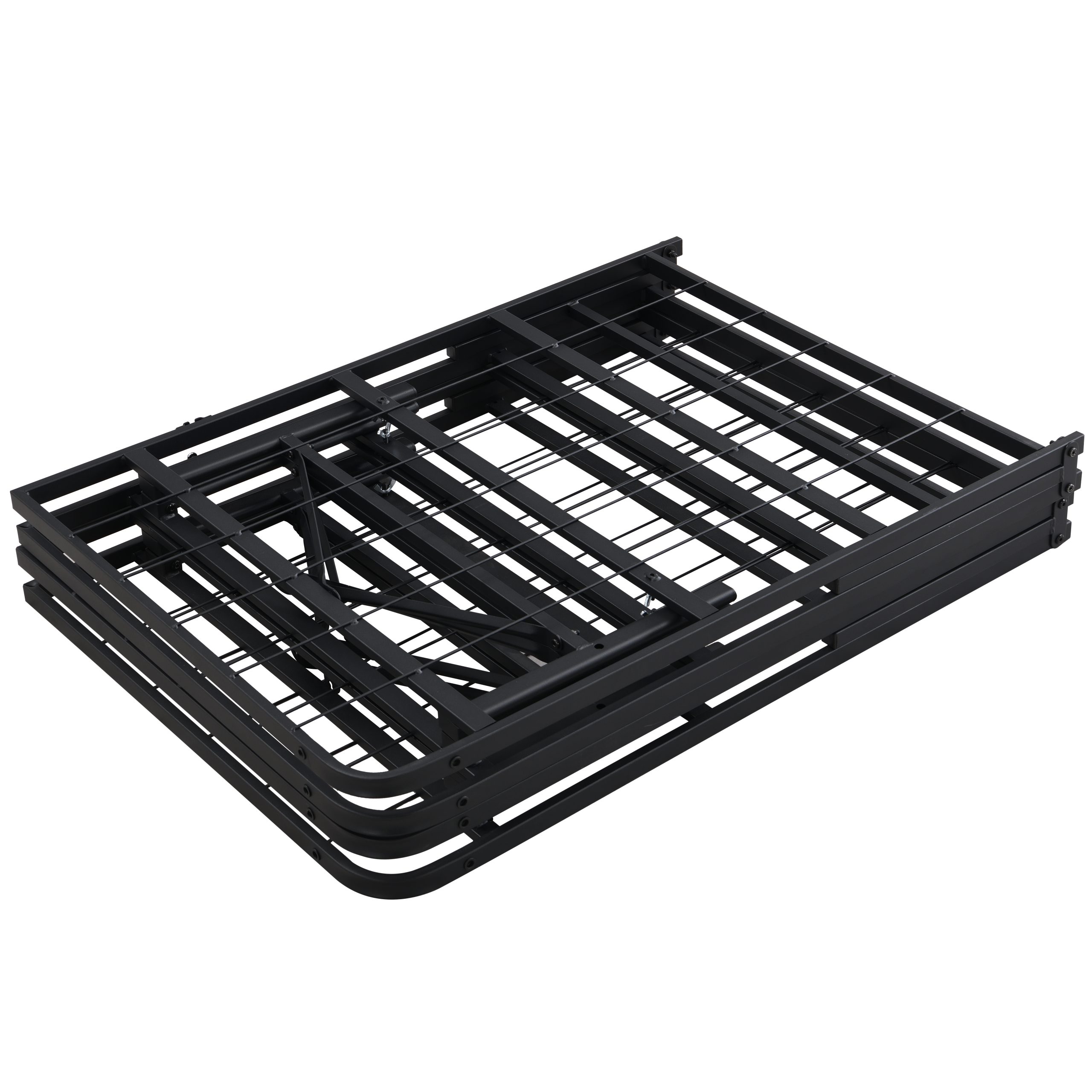 KING Metal Platform Folding Bed Frame 14 Inch High King Size Box Spring Replacement Heavy Duty Steel Slat Easy Assembly Under-Bed Storage,Black - Image 4