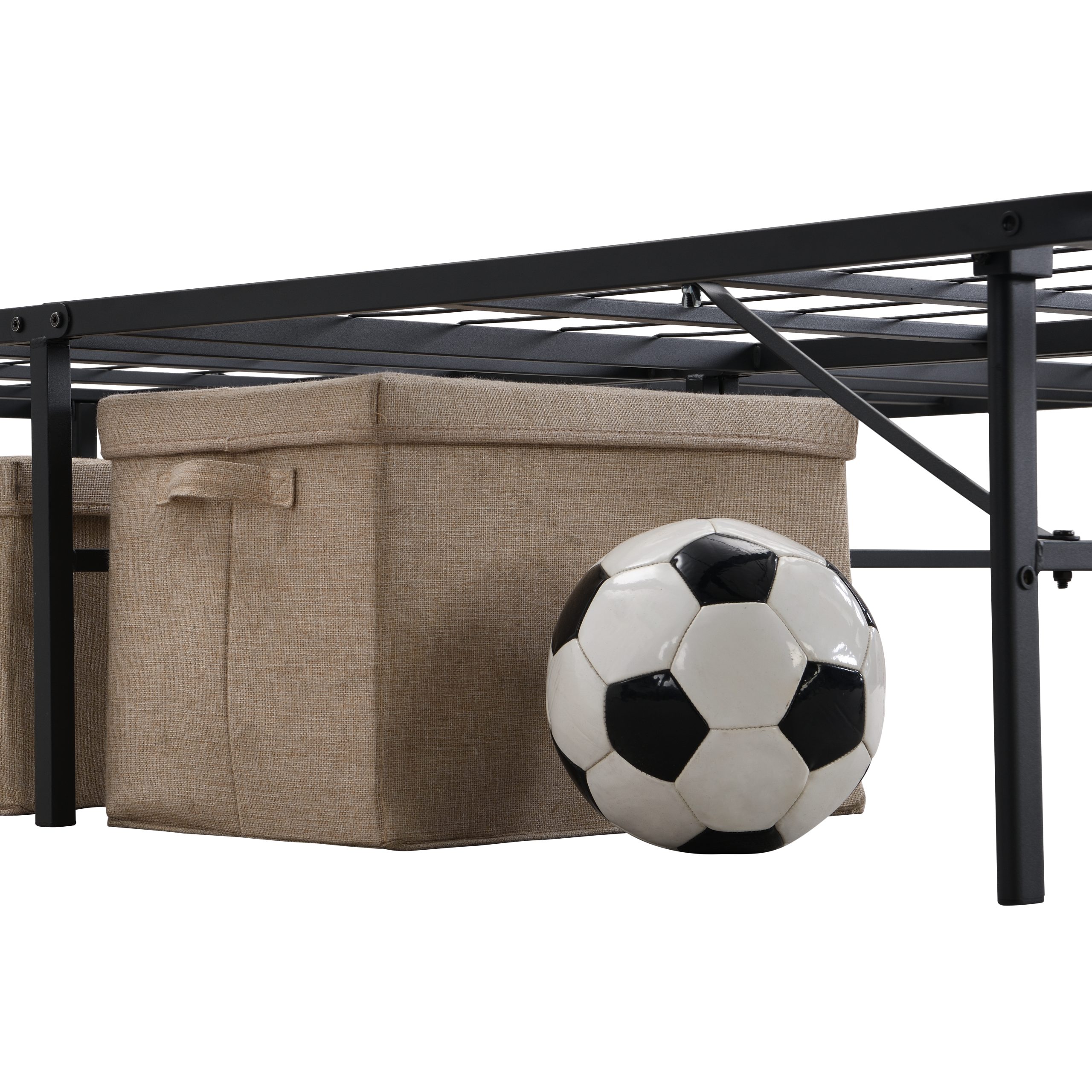 KING Metal Platform Folding Bed Frame 14 Inch High King Size Box Spring Replacement Heavy Duty Steel Slat Easy Assembly Under-Bed Storage,Black - Image 5