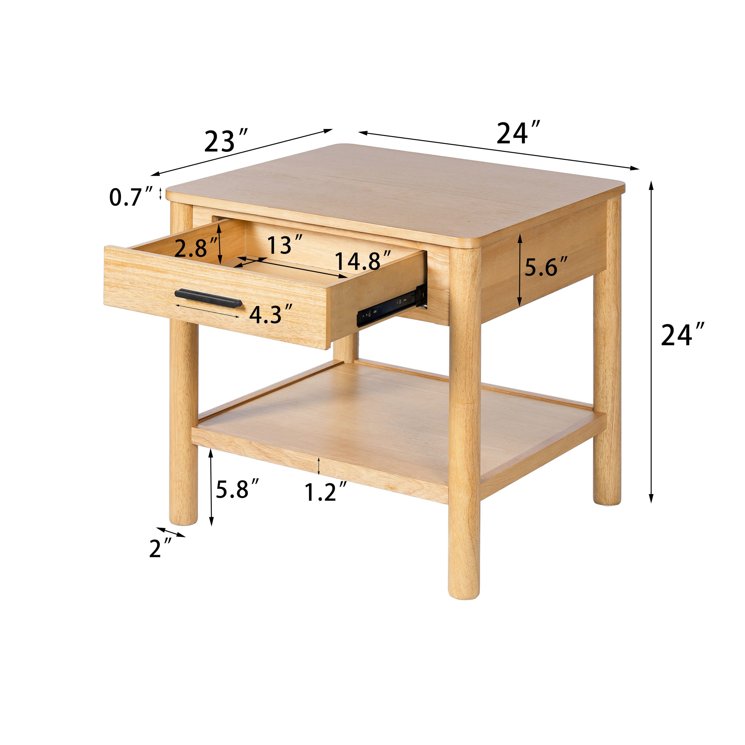 END TABLE K/D WITH 1 DRAWER,NATURAL COLOR - Image 2