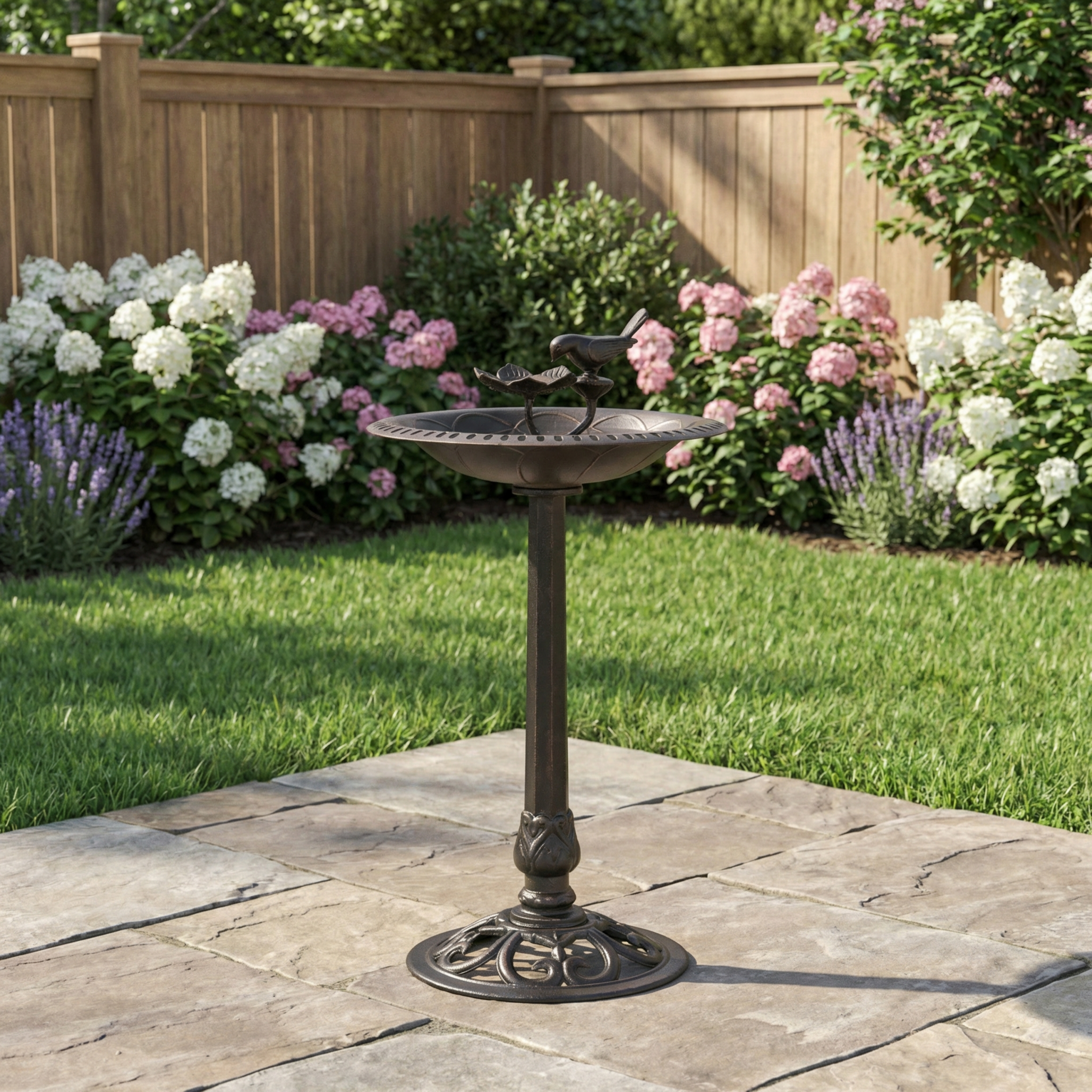Outdoor Aluminum and Iron Bird Bath - Image 2