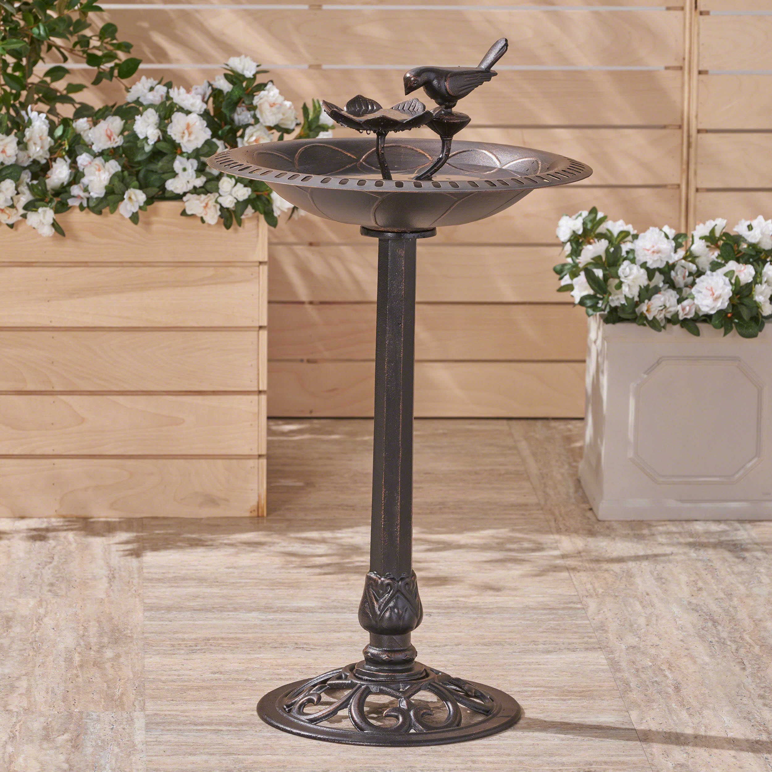 Outdoor Aluminum and Iron Bird Bath - Image 3
