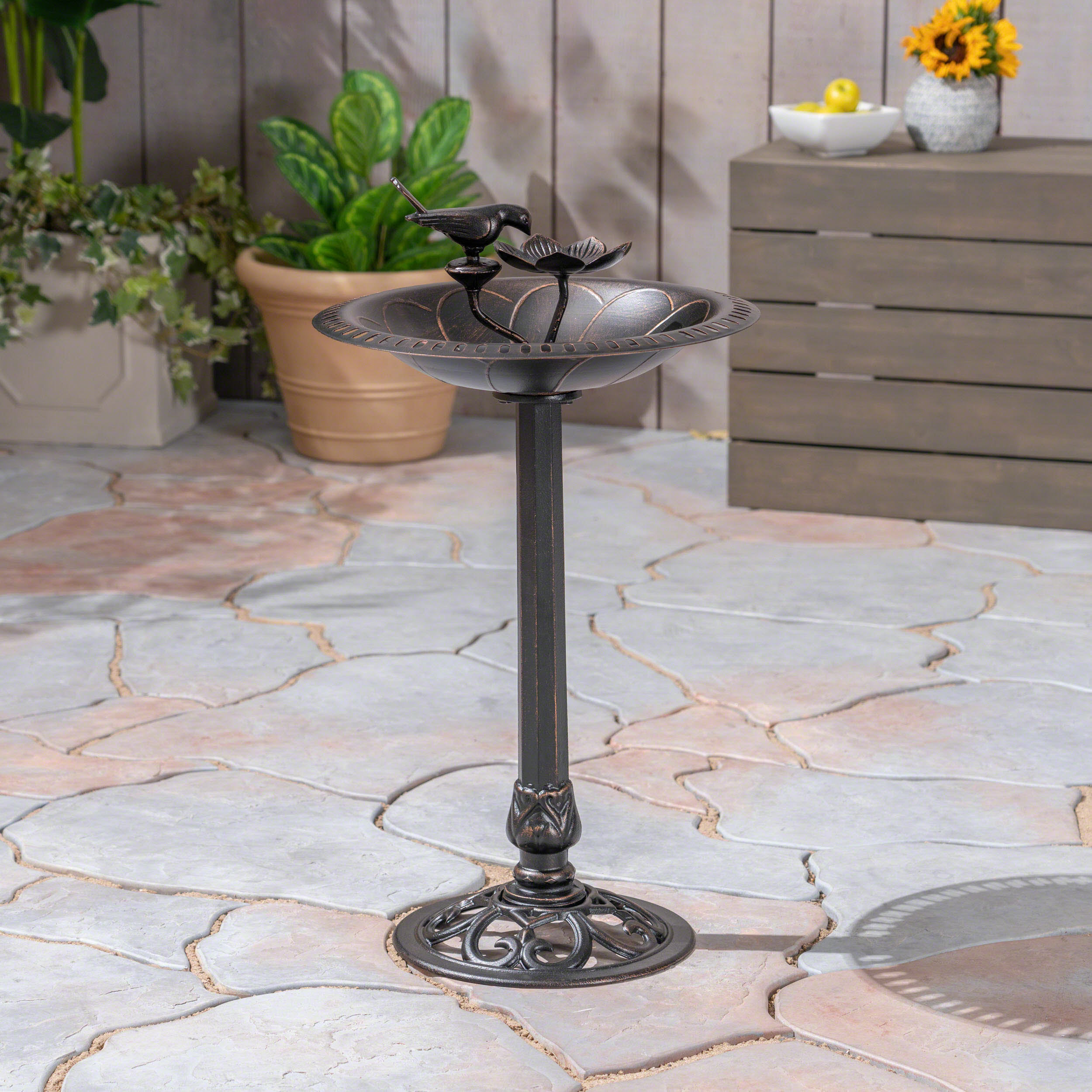 Outdoor Aluminum and Iron Bird Bath - Image 4
