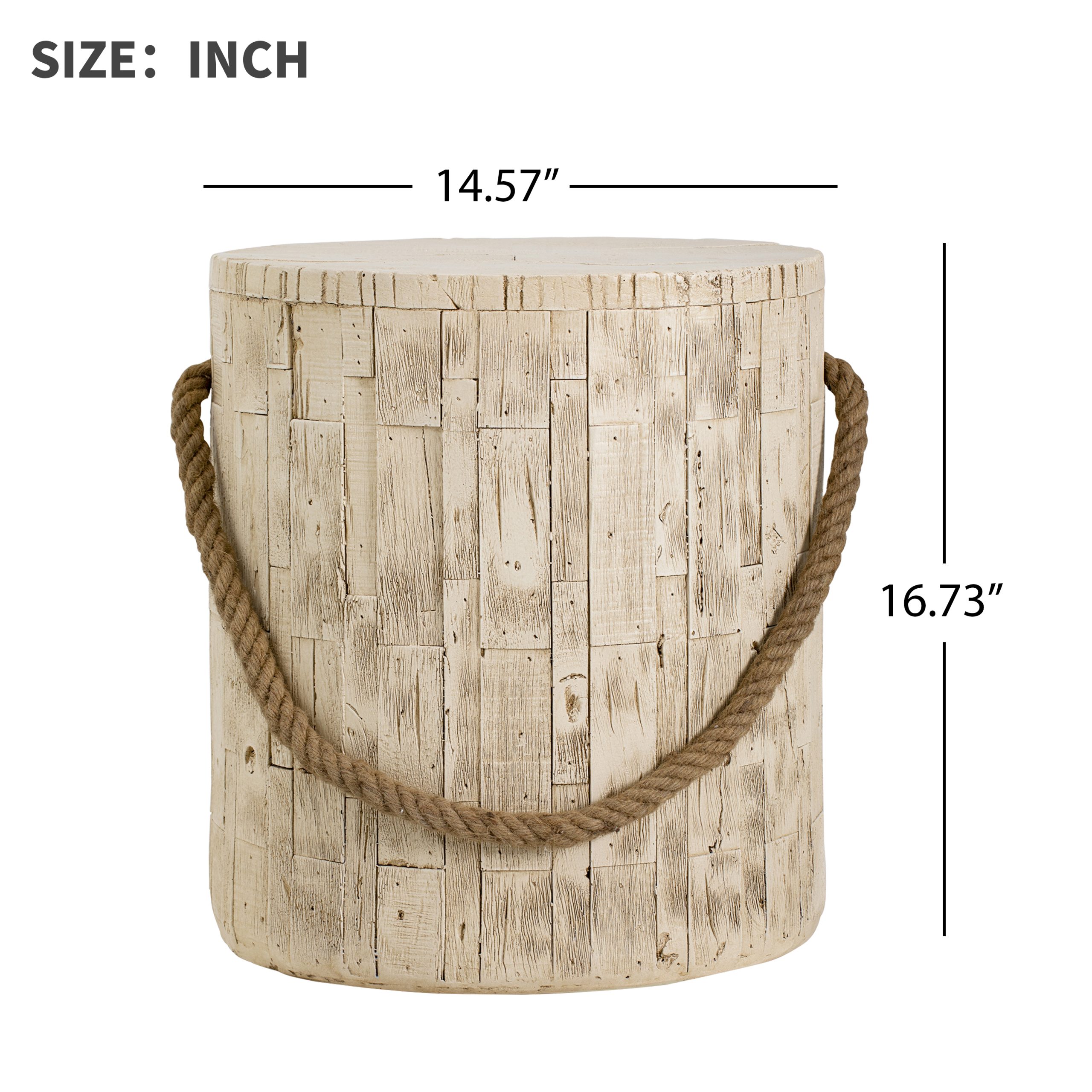 Outdoor Wood Grain Rustic MGO Side Table with Realistic Wood Vibe & Simulated Braided Cord – Indoor End Table for Home, Office, Living Room & Outdoor Decor - Image 6