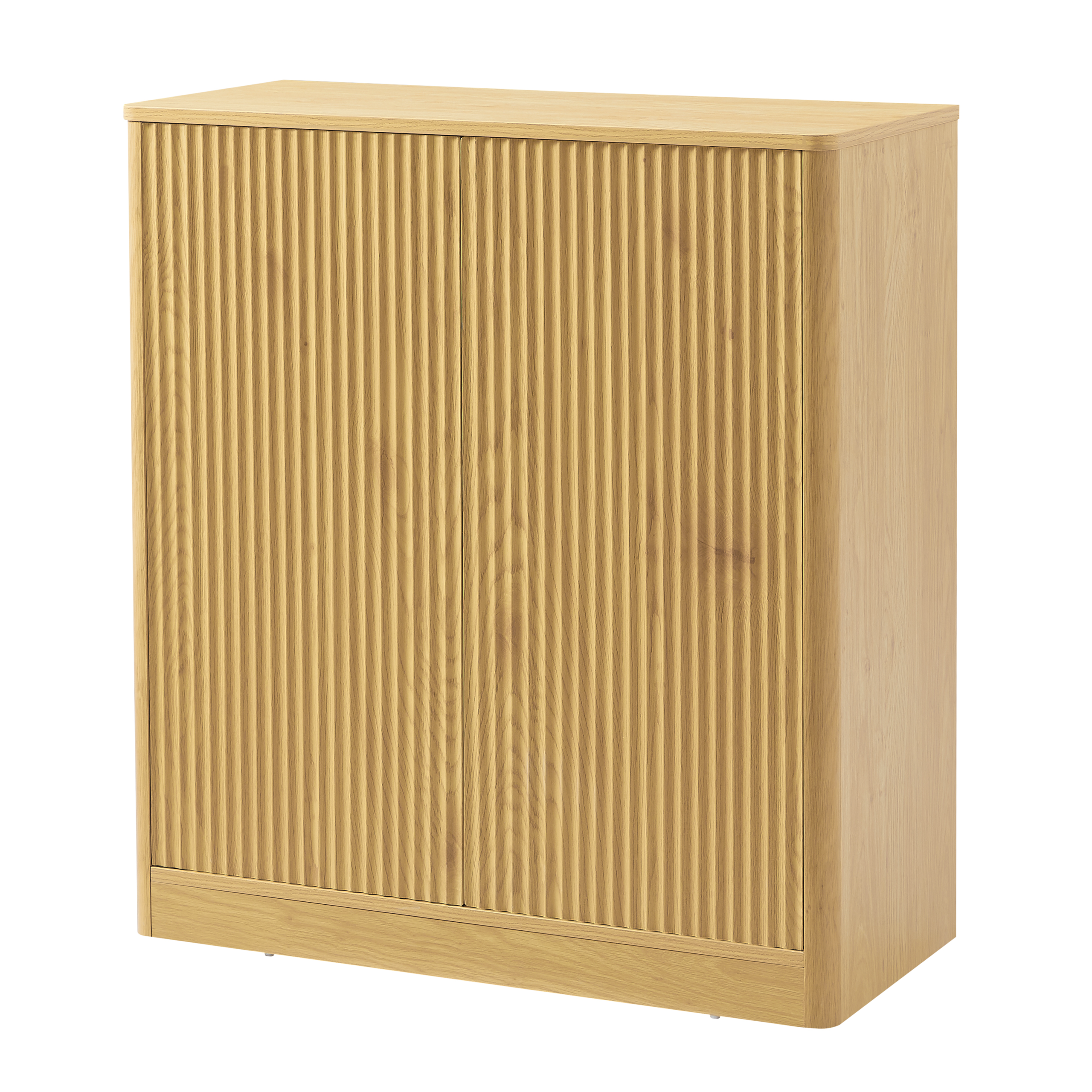 34.3″ modern wavy sideboard, curved contour design storage cabinet, 2-door cabinet with storage function, suitable for kitchen/bedroom/living room, Natural, 34.3″L x 15.7″W x 34.3″H