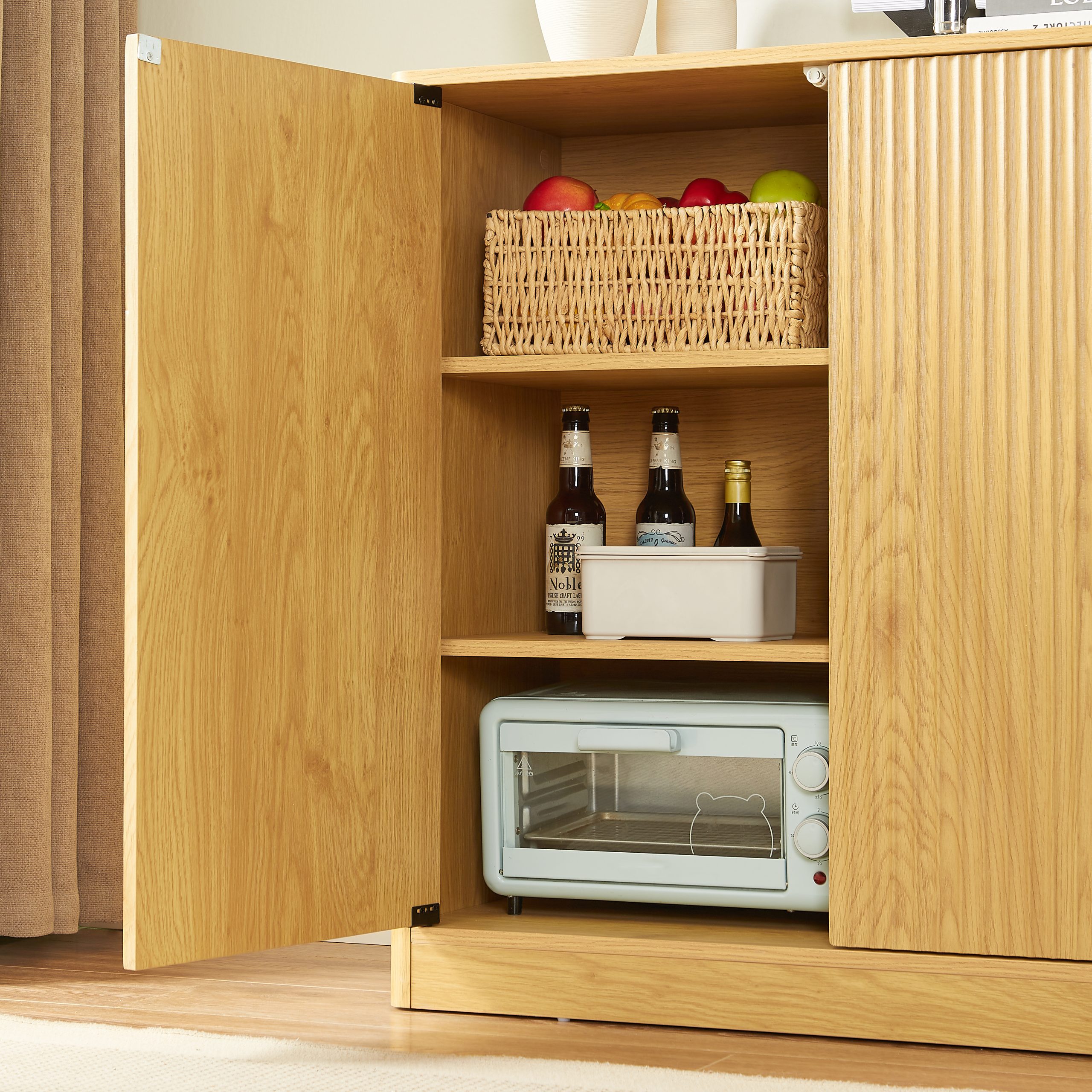 34.3" modern wavy sideboard, curved contour design storage cabinet, 2-door cabinet with storage function, suitable for kitchen/bedroom/living room, Natural, 34.3"L x 15.7"W x 34.3"H - Image 4
