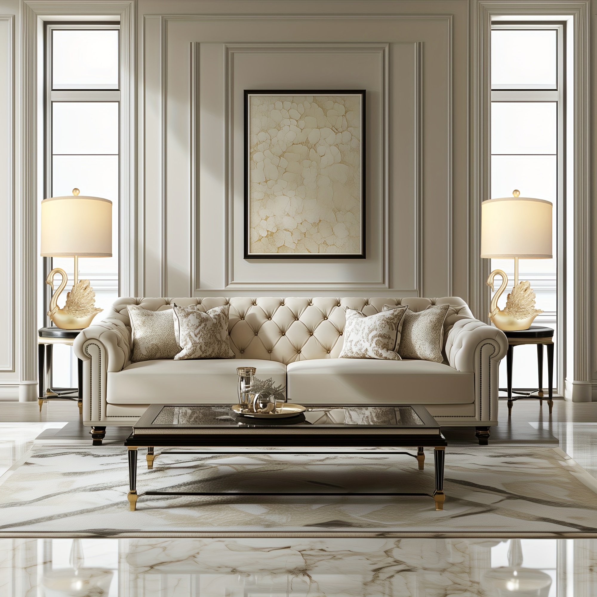 Two-piece Set of Table Lamps: Golden Brass Swan Table Lamps with LED Bulbs. These modern-designed, stylish table lamps are a perfect fit for the decor of any contemporary bedroom or living room, and a - Image 4