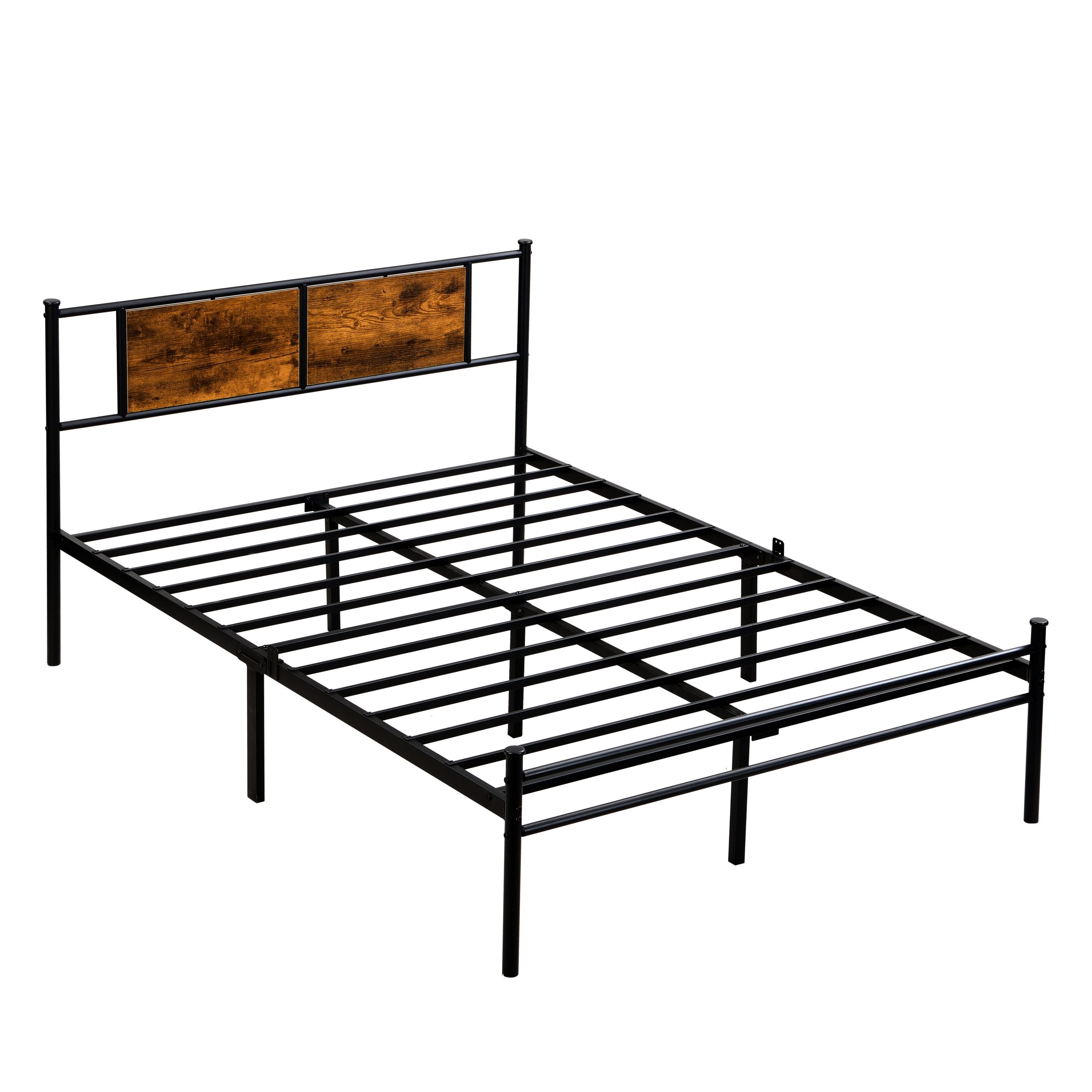 California King Bed Frames ,Headboard with wood panel decoration,black - Image 5