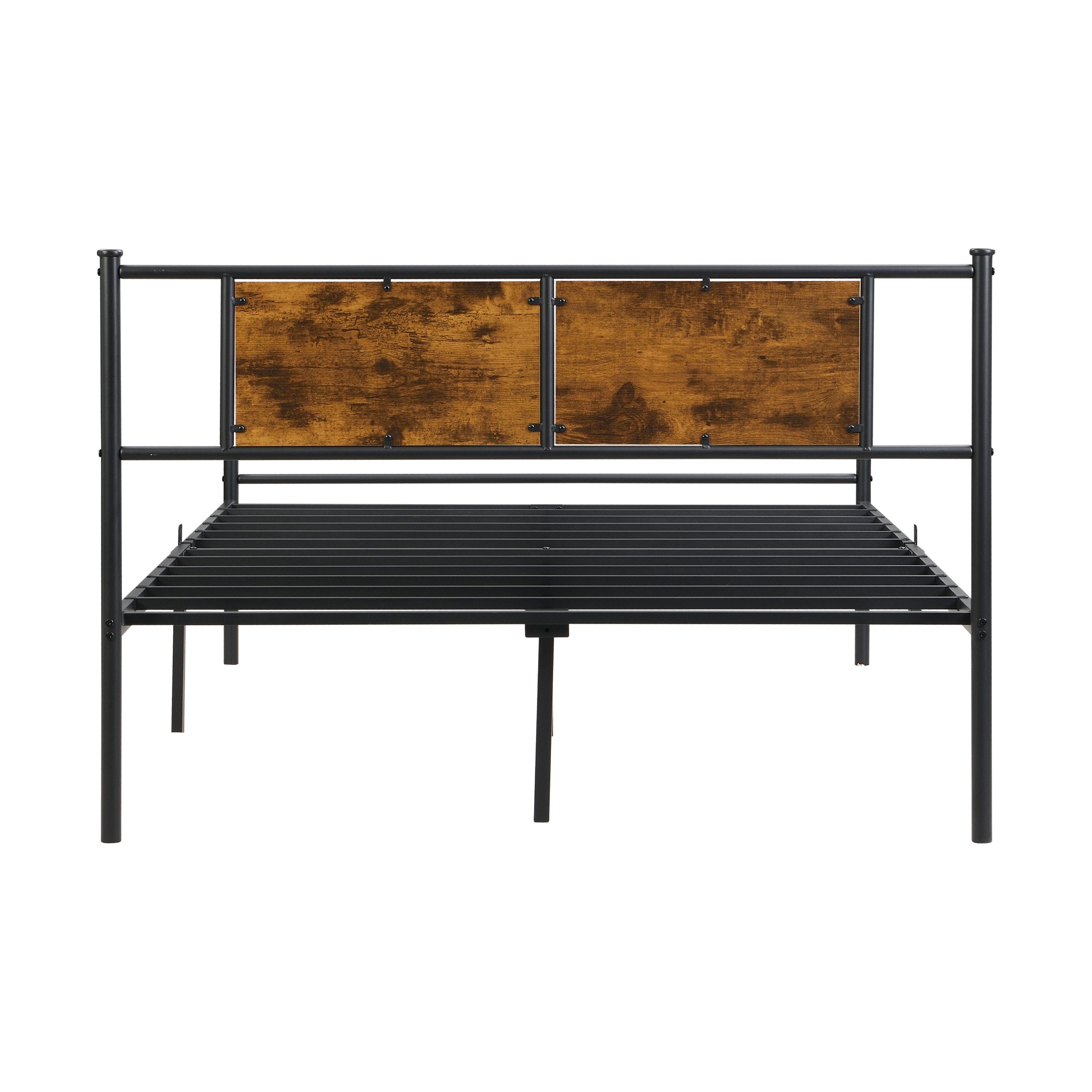 California King Bed Frames ,Headboard with wood panel decoration,black - Image 6