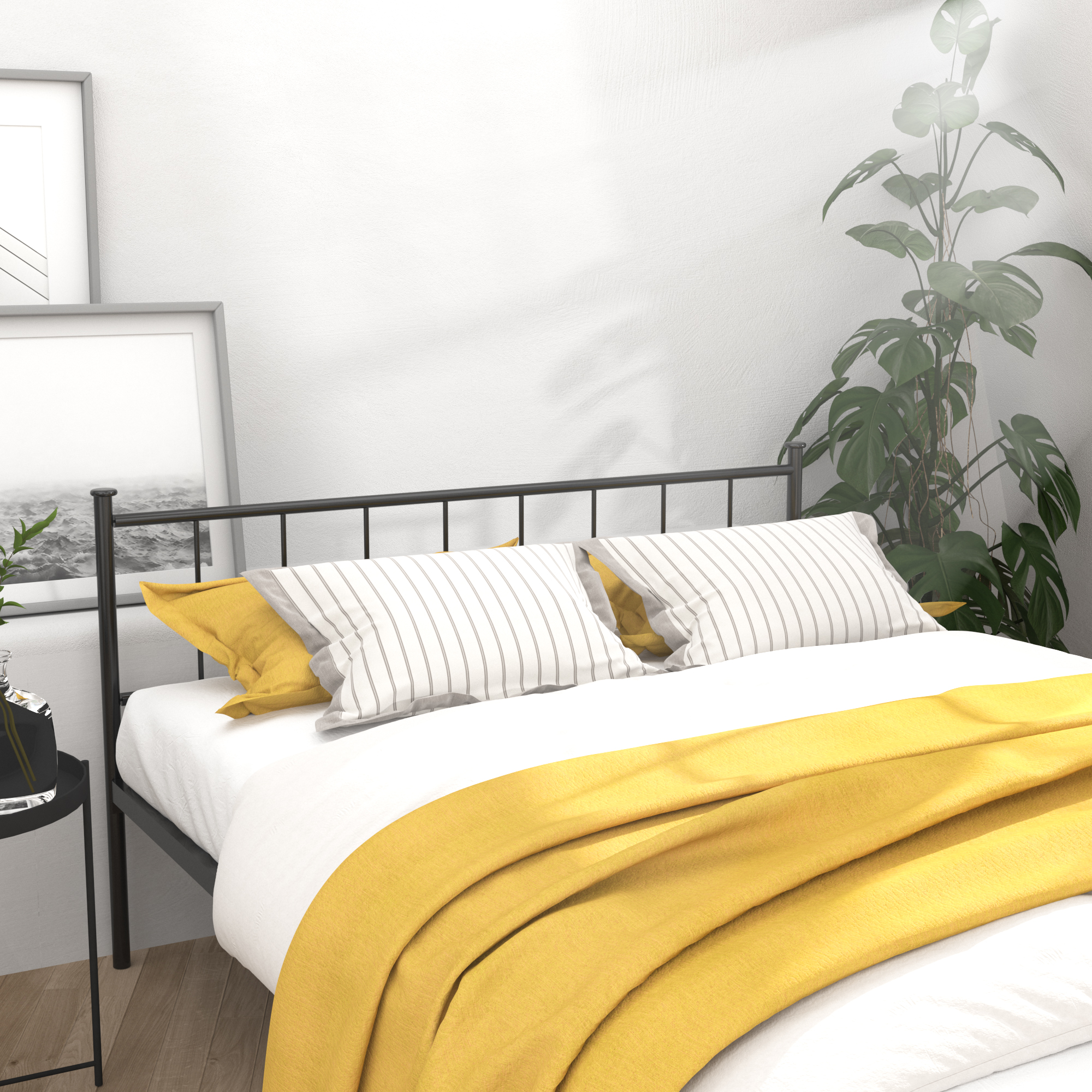 Queen Size Bed Frame, Headboard and Footboard,Structurally Stable, Under Bed Storage,No Box Spring Needed,Black - Image 3