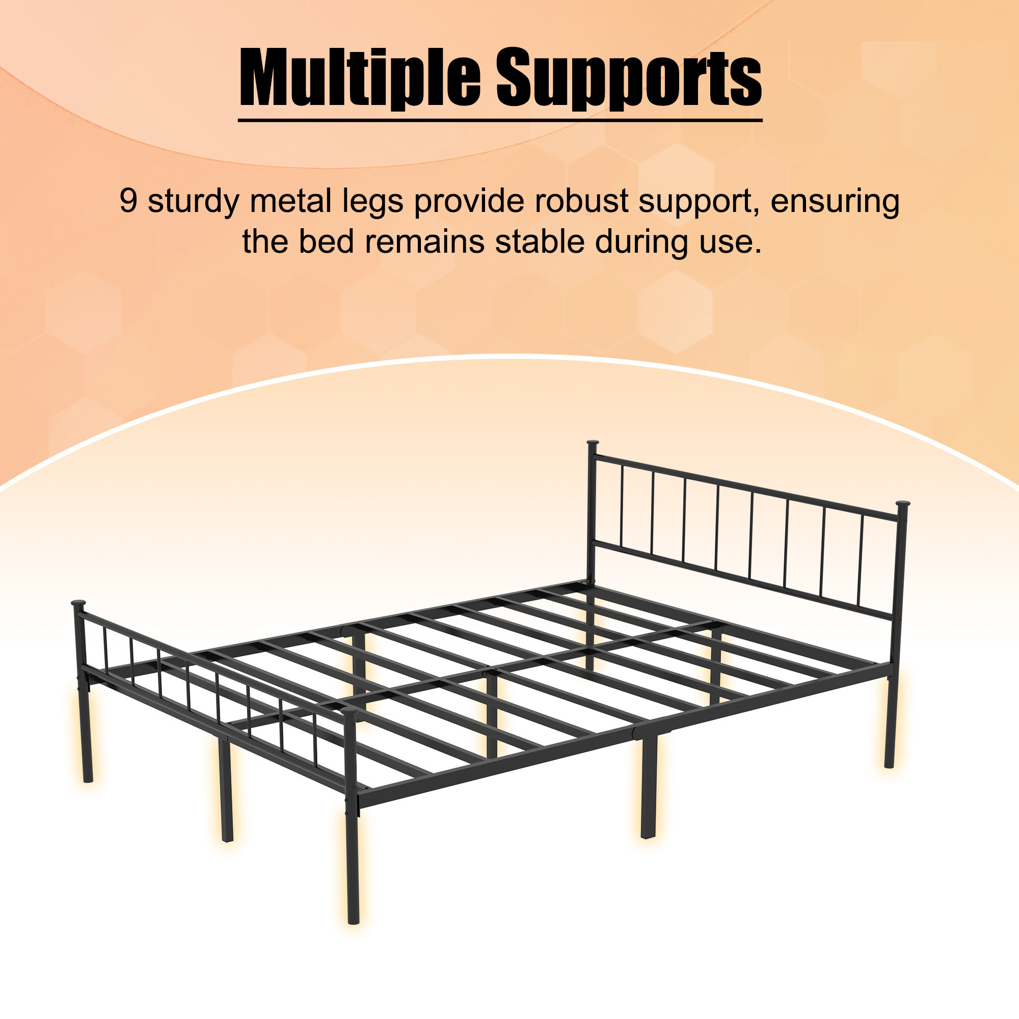 Queen Size Bed Frame, Headboard and Footboard,Structurally Stable, Under Bed Storage,No Box Spring Needed,Black - Image 6