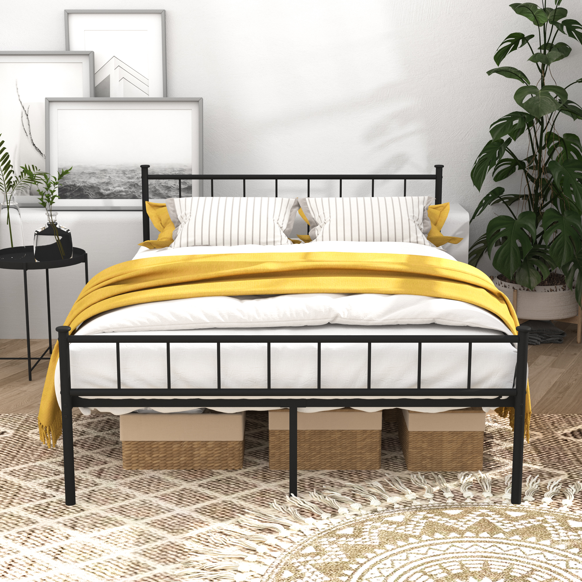 Full Size Bed Frame, Headboard and Footboard,Structurally Stable, Under Bed Storage,No Box Spring Needed,Black - Image 2