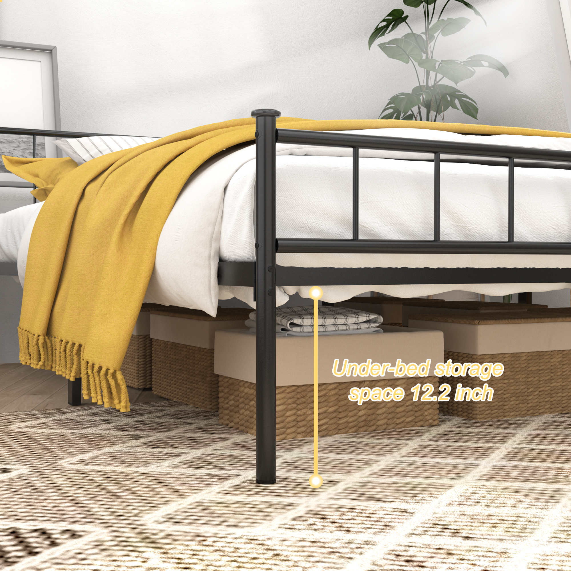 Full Size Bed Frame, Headboard and Footboard,Structurally Stable, Under Bed Storage,No Box Spring Needed,Black - Image 5