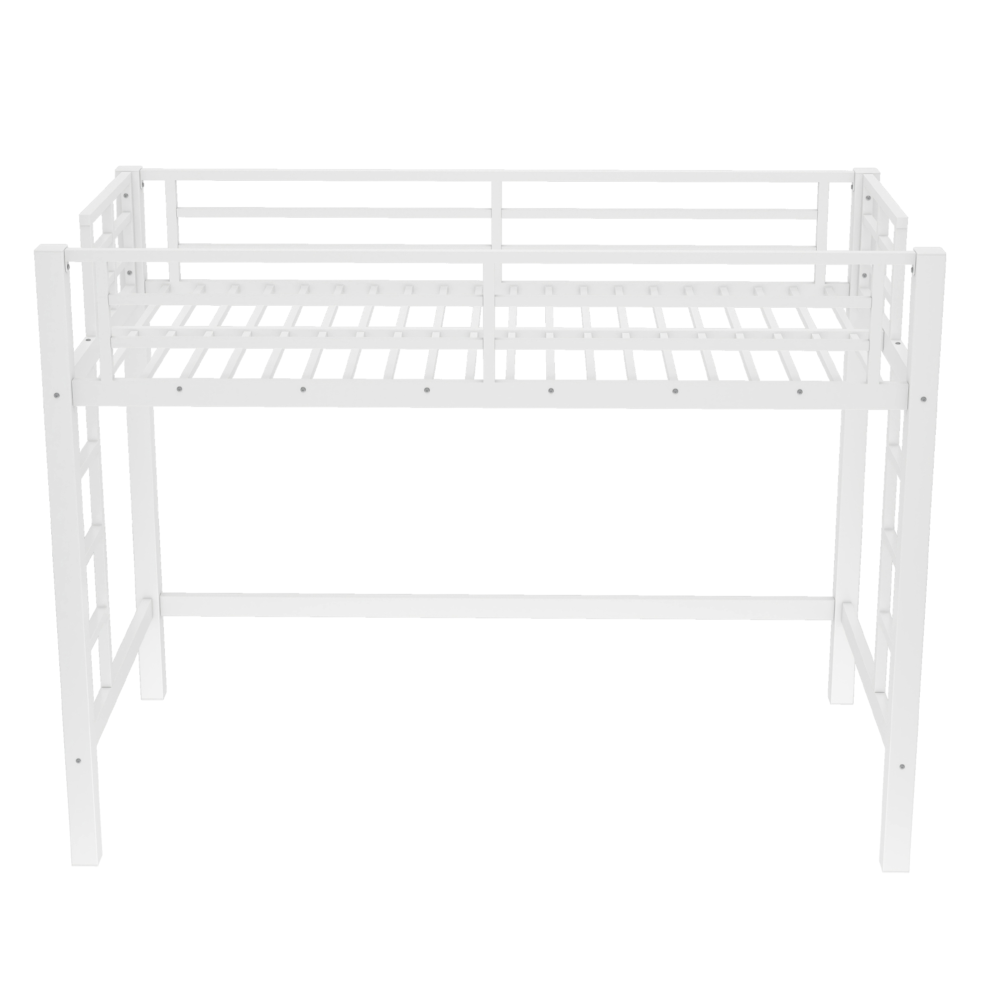 Twin XL Size Metal Loft Bed, Loft Bed with Easy Climbing Ladder and Guardrails , White - Image 5