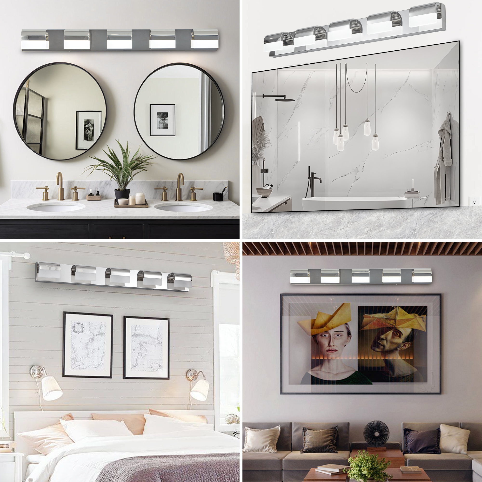 Modern Bathroom Vanity Lighting 5-Light LED Vanity Lights Over Mirror Bath Wall Lighting - Image 4