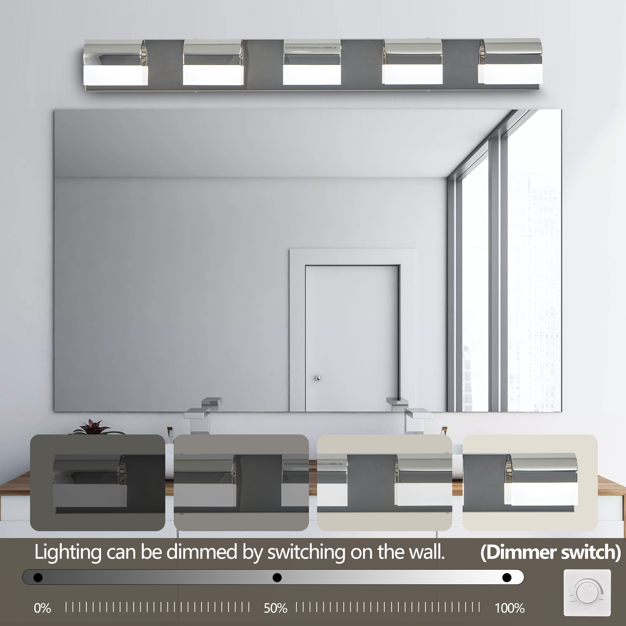 Modern Bathroom Vanity Lighting 5-Light LED Vanity Lights Over Mirror Bath Wall Lighting - Image 5