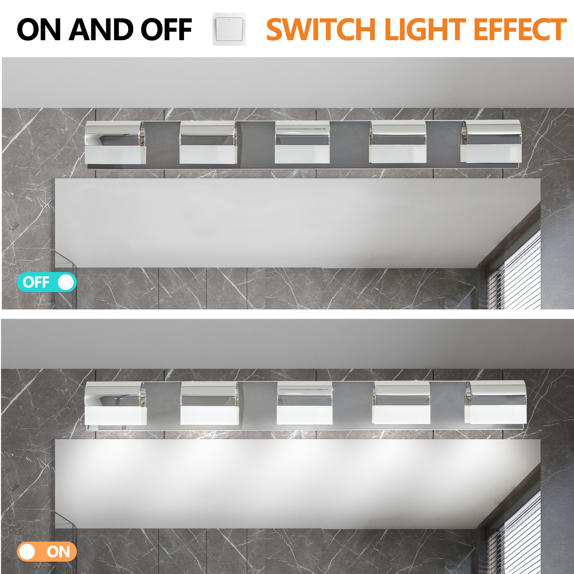 Modern Bathroom Vanity Lighting 5-Light LED Vanity Lights Over Mirror Bath Wall Lighting - Image 6
