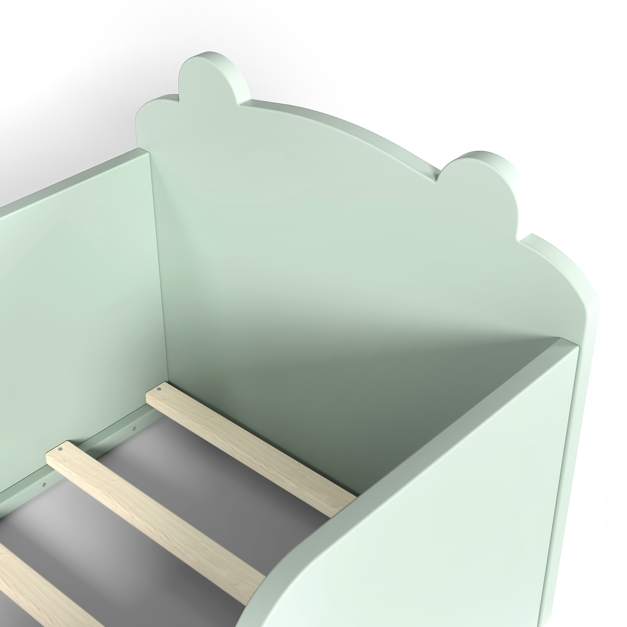 Toddler Floor Bed Frame, Cot Bed for Boys and Girls Ages 3-6, Bear Shape Toddler Bed, Green - Image 5