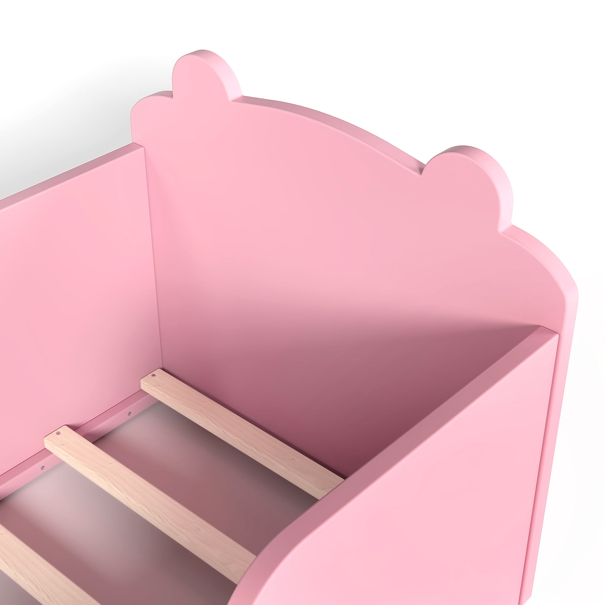 Toddler Floor Bed Frame, Cot Bed for Boys and Girls Ages 3-6, Bear Shape Toddler Bed, Pink - Image 5