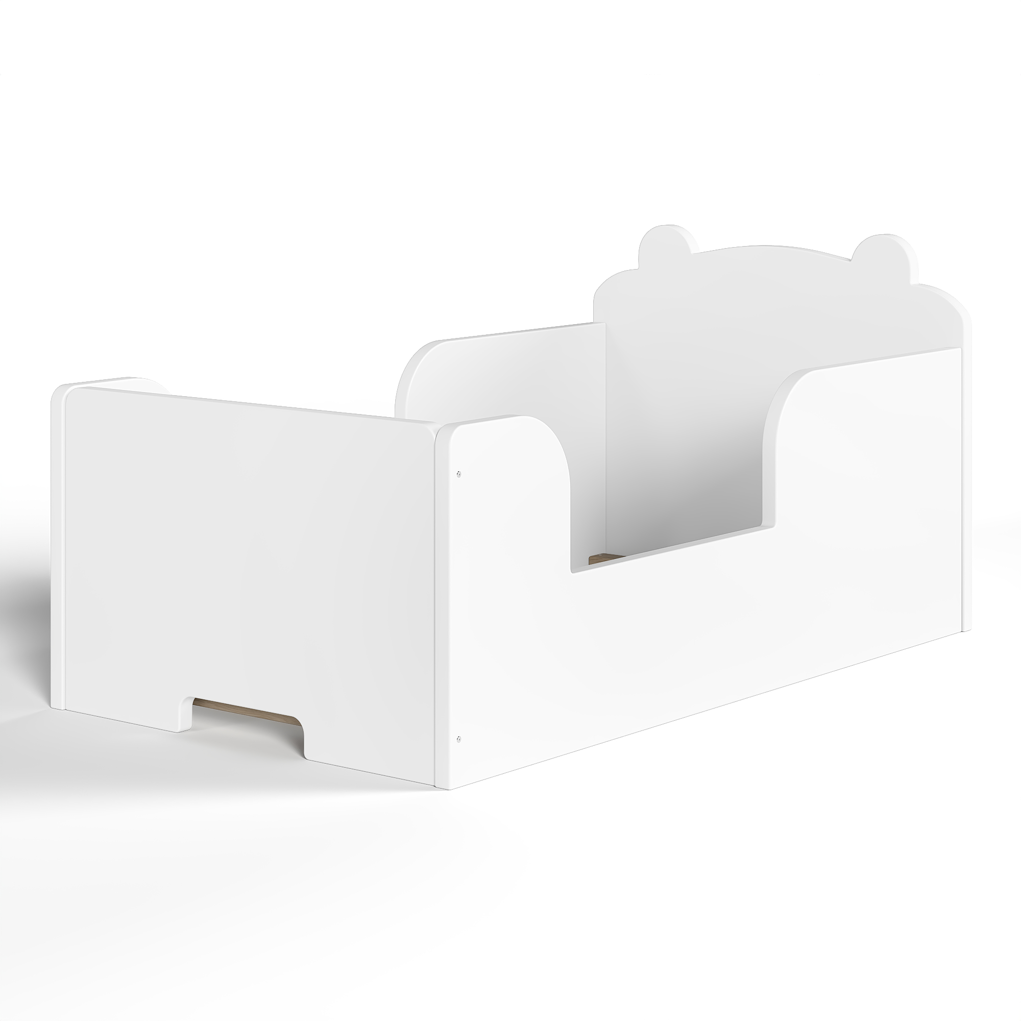 Toddler Floor Bed Frame, Cot Bed for Boys and Girls Ages 3-6, Bear Shape Toddler Bed, White - Image 5