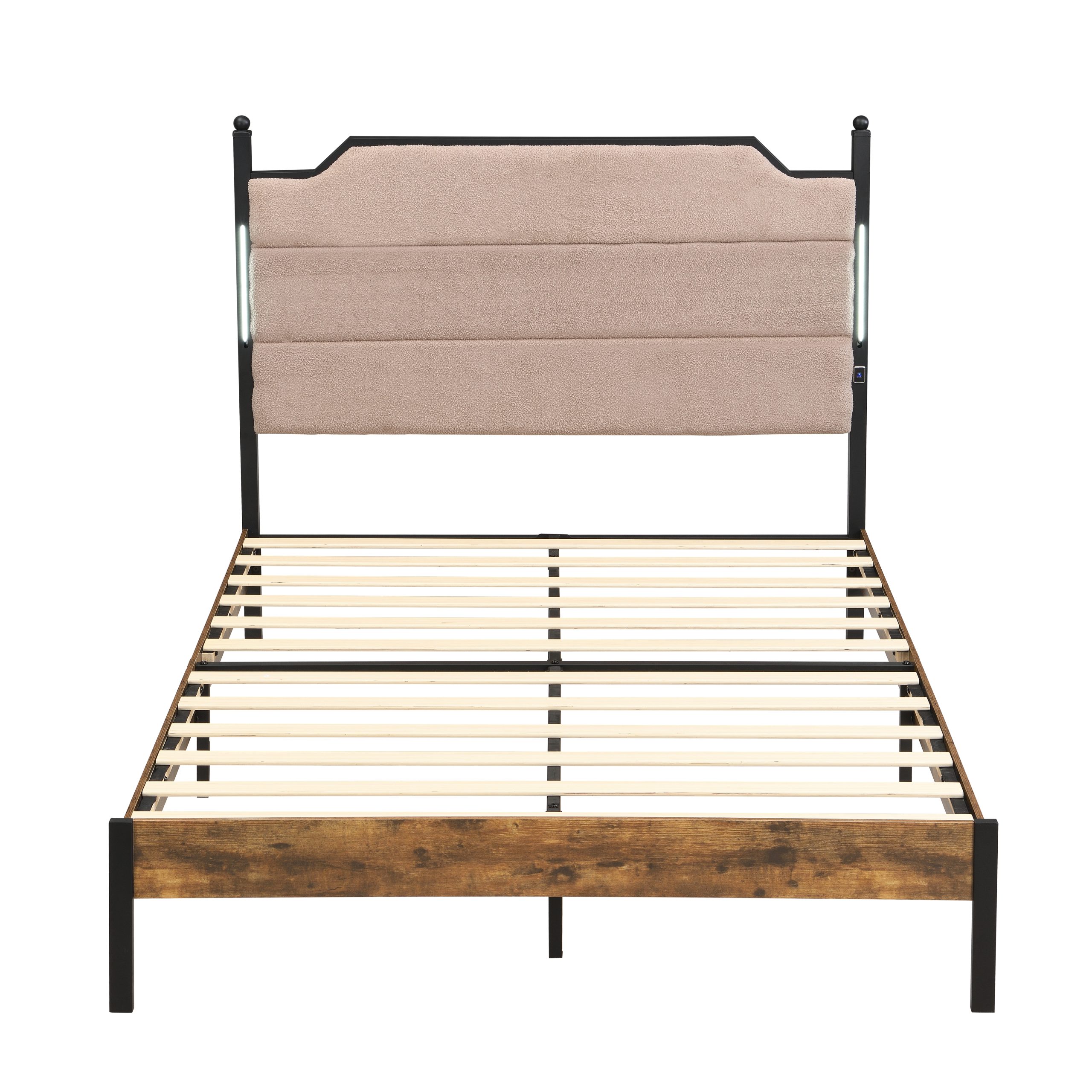 Queen Bed Frame , Upholstered headboard with Charging and Touch sensitive LED Lights, Under Bed Storage, No Box Spring Needed,Noise Free - Image 4