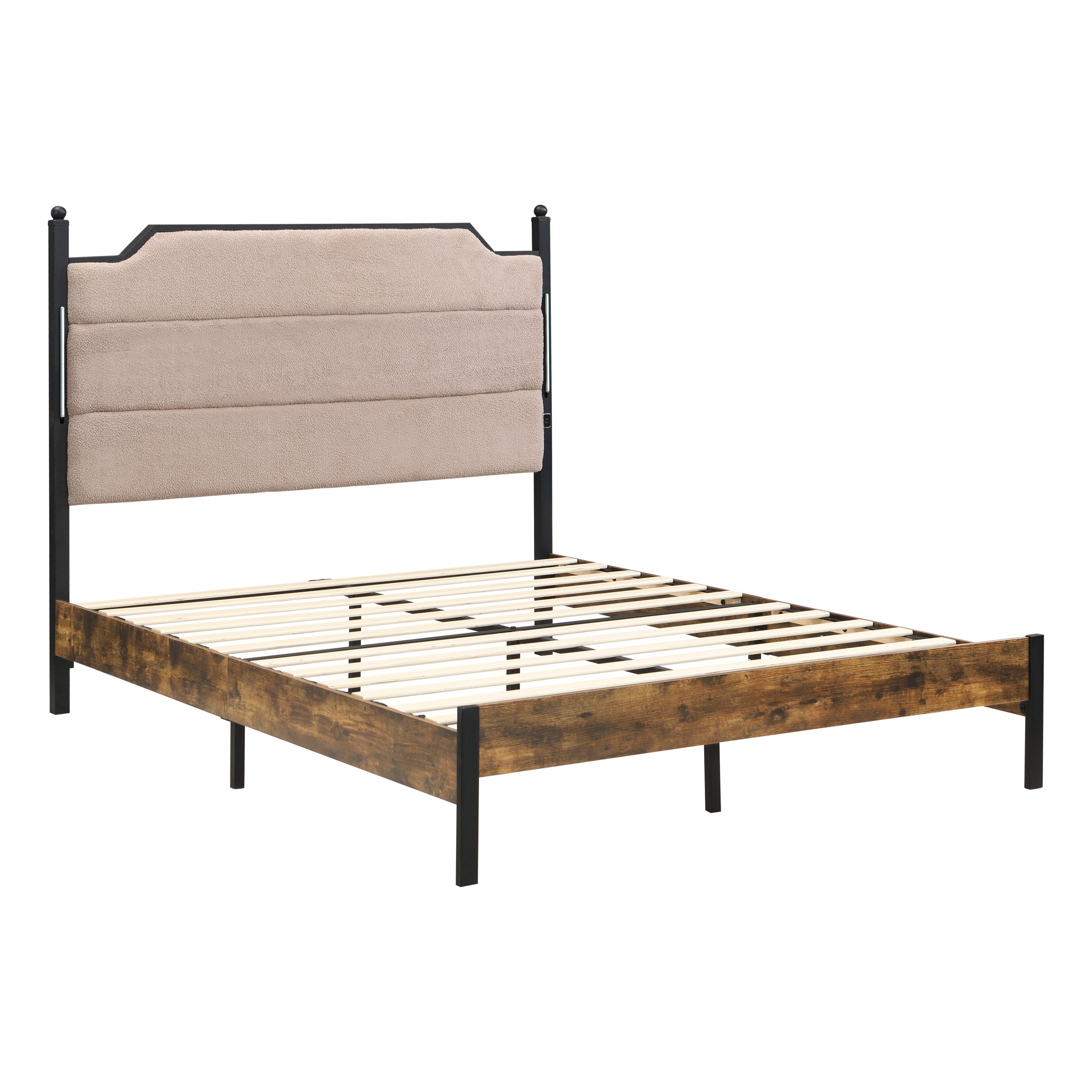Queen Bed Frame , Upholstered headboard with Charging and Touch sensitive LED Lights, Under Bed Storage, No Box Spring Needed,Noise Free - Image 5