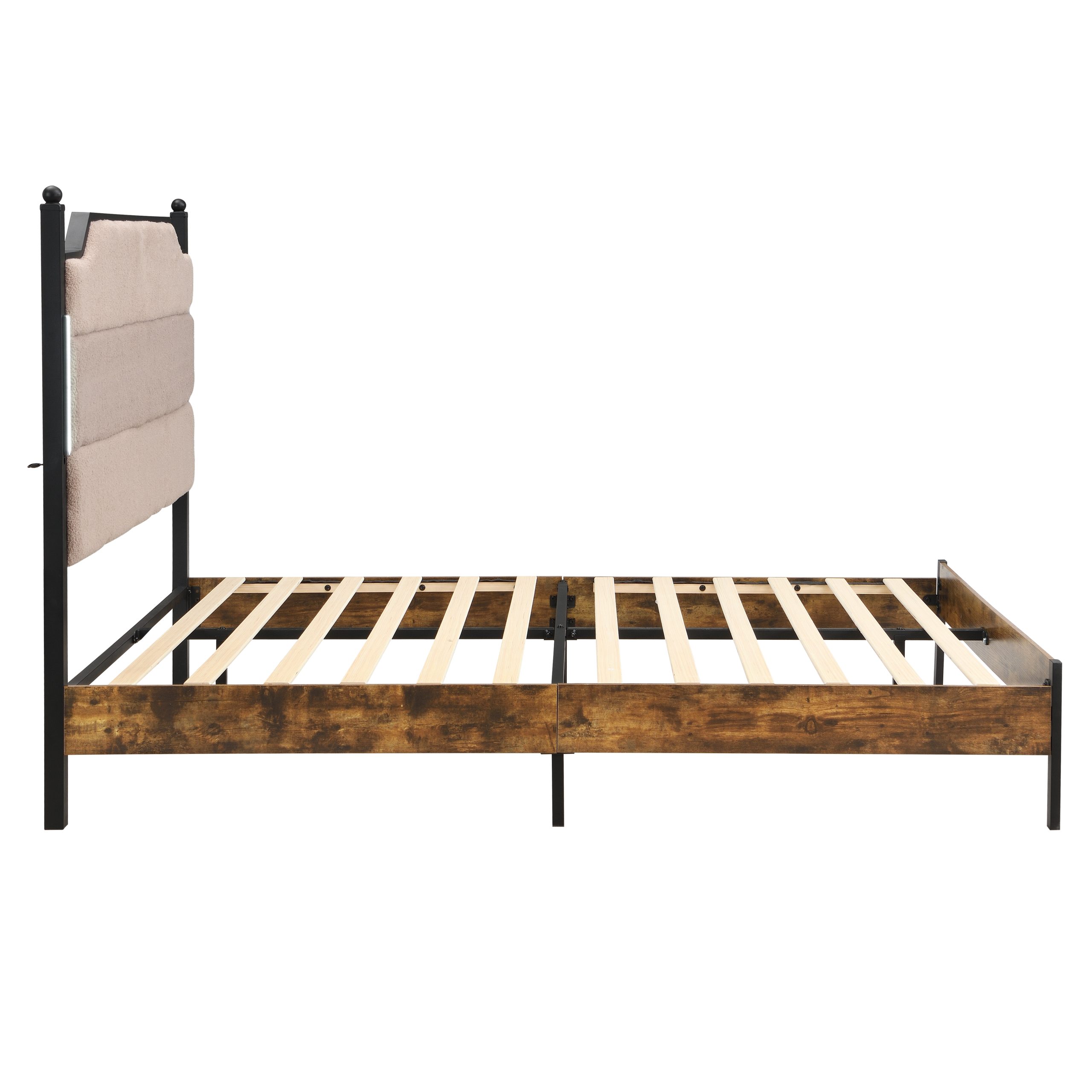 Queen Bed Frame , Upholstered headboard with Charging and Touch sensitive LED Lights, Under Bed Storage, No Box Spring Needed,Noise Free - Image 6