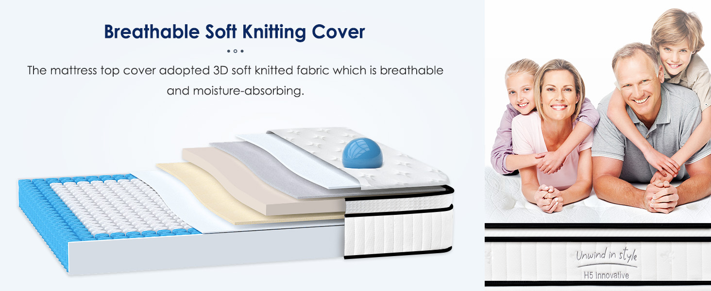 Full Size Mattress,10 Inch Hybrid Mattress, Individually Pocketed Innerspring, Medium Firm - Image 5