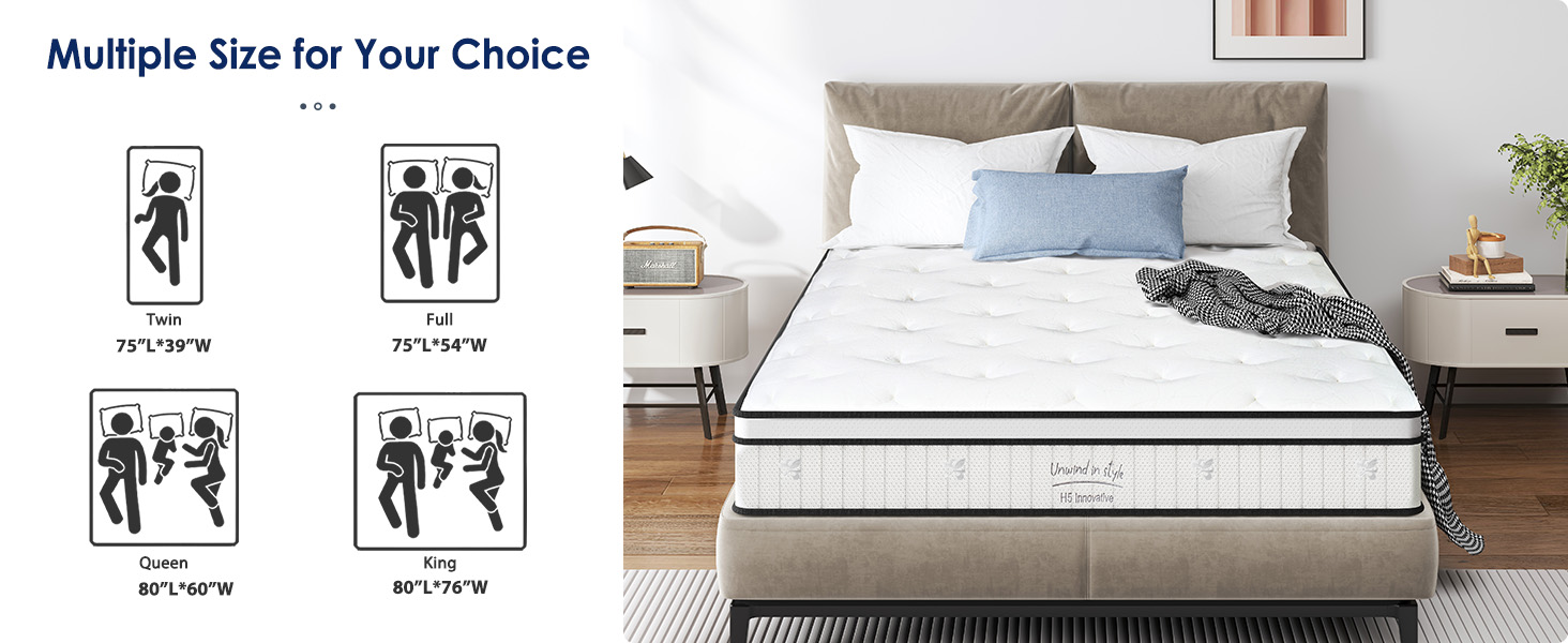 Full Size Mattress,10 Inch Hybrid Mattress, Individually Pocketed Innerspring, Medium Firm - Image 6
