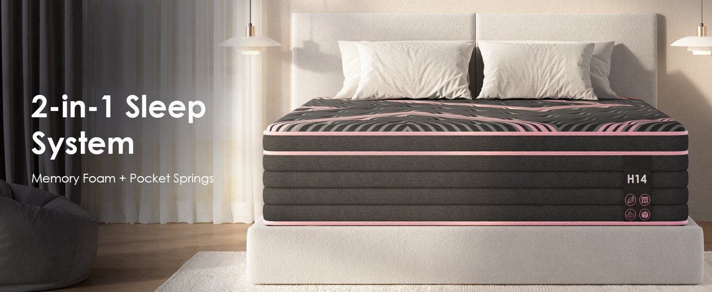 King Size Mattress,10 Inch Hybrid Mattress, Individually Pocketed Innerspring, Medium Firm - Image 2