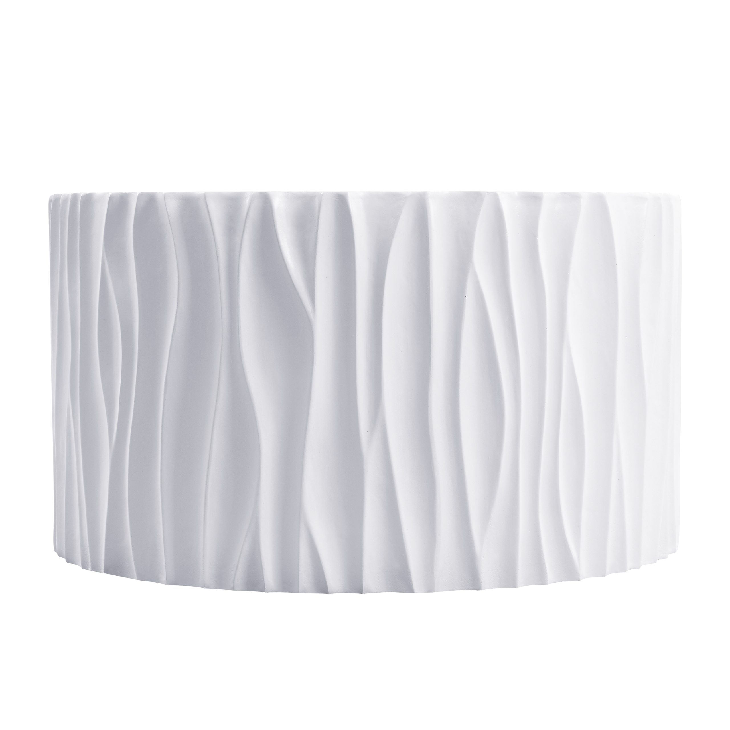 Modern White Outdoor Coffee Table with Wavy Fluted Design - 26.77" Round, 14.76" H, MGO Material, 66 lbs Capacity, Assembly-Free for Patio, Garden, or Balcony - Image 5