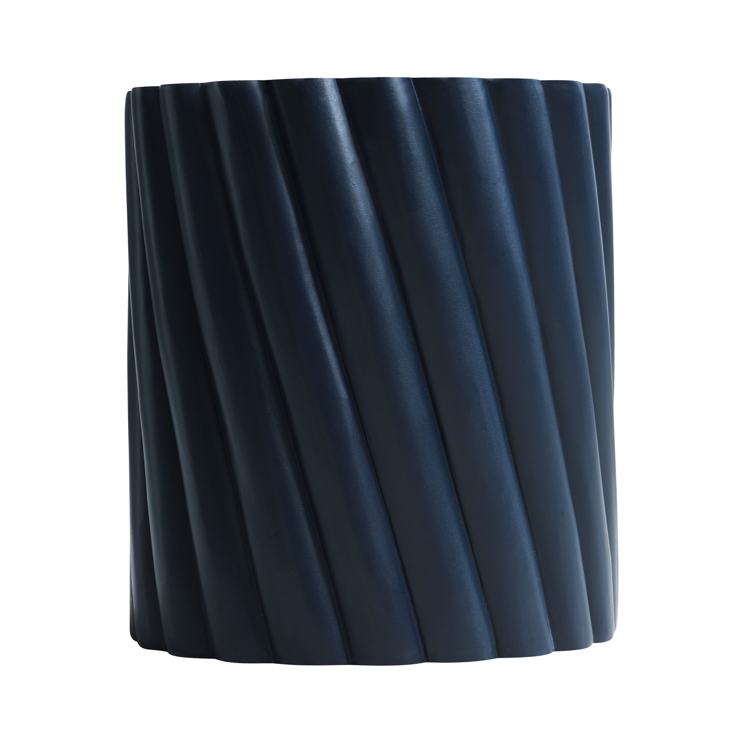 Modern Navy Blue Outdoor Table with Fluted Design - 16.02" Diameter, 18.31" H, MGO Material, 250 lbs Capacity, Assembly-Free Accent Table or Seat for Patio, Garden, or Balcony - Image 5