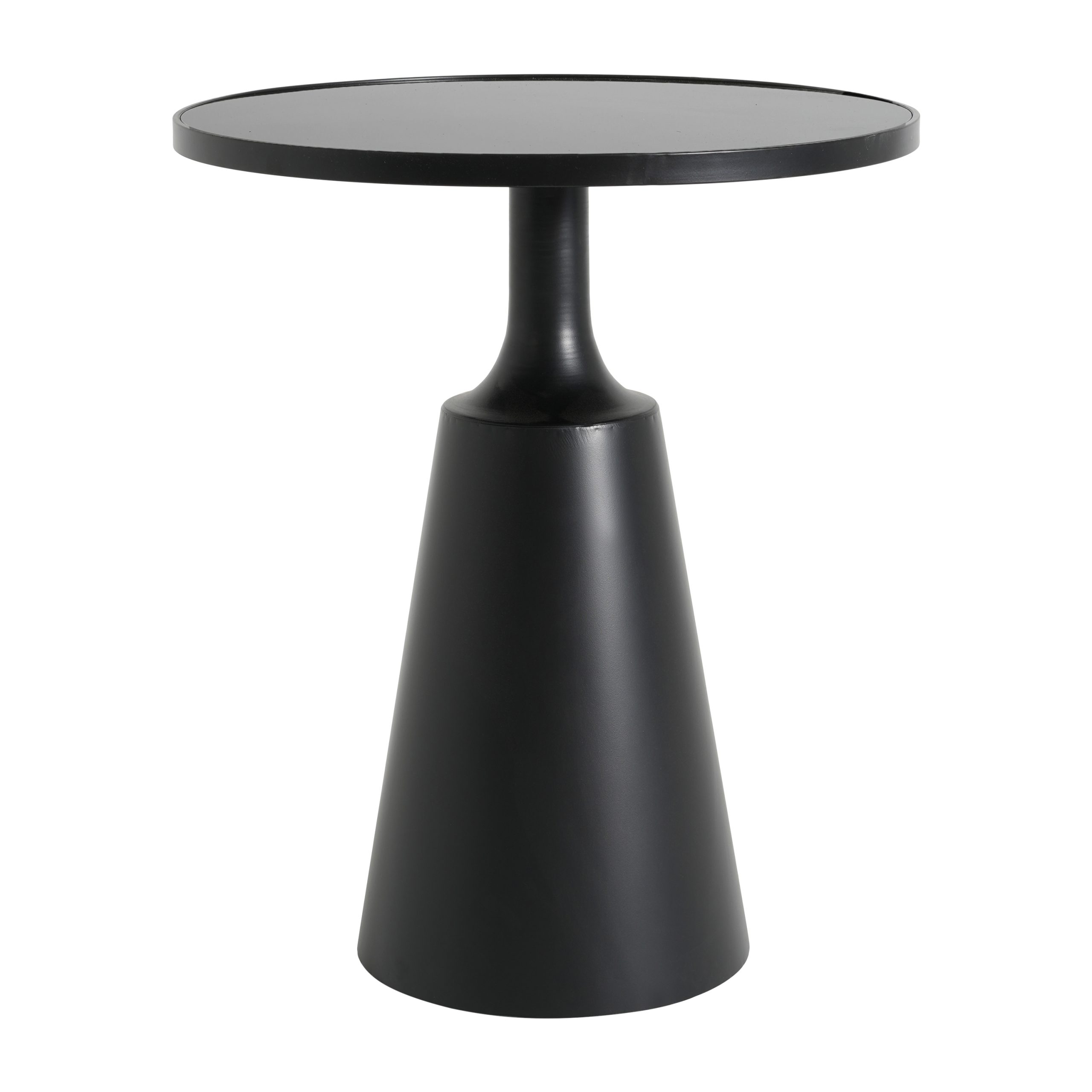 Modern Black Iron Side Table with Round Glass Top - 20" Diameter, 24.25" H, 75 lbs Capacity - Assembly-Free Accent Table for Living Room, Bedroom, or Office - Image 4