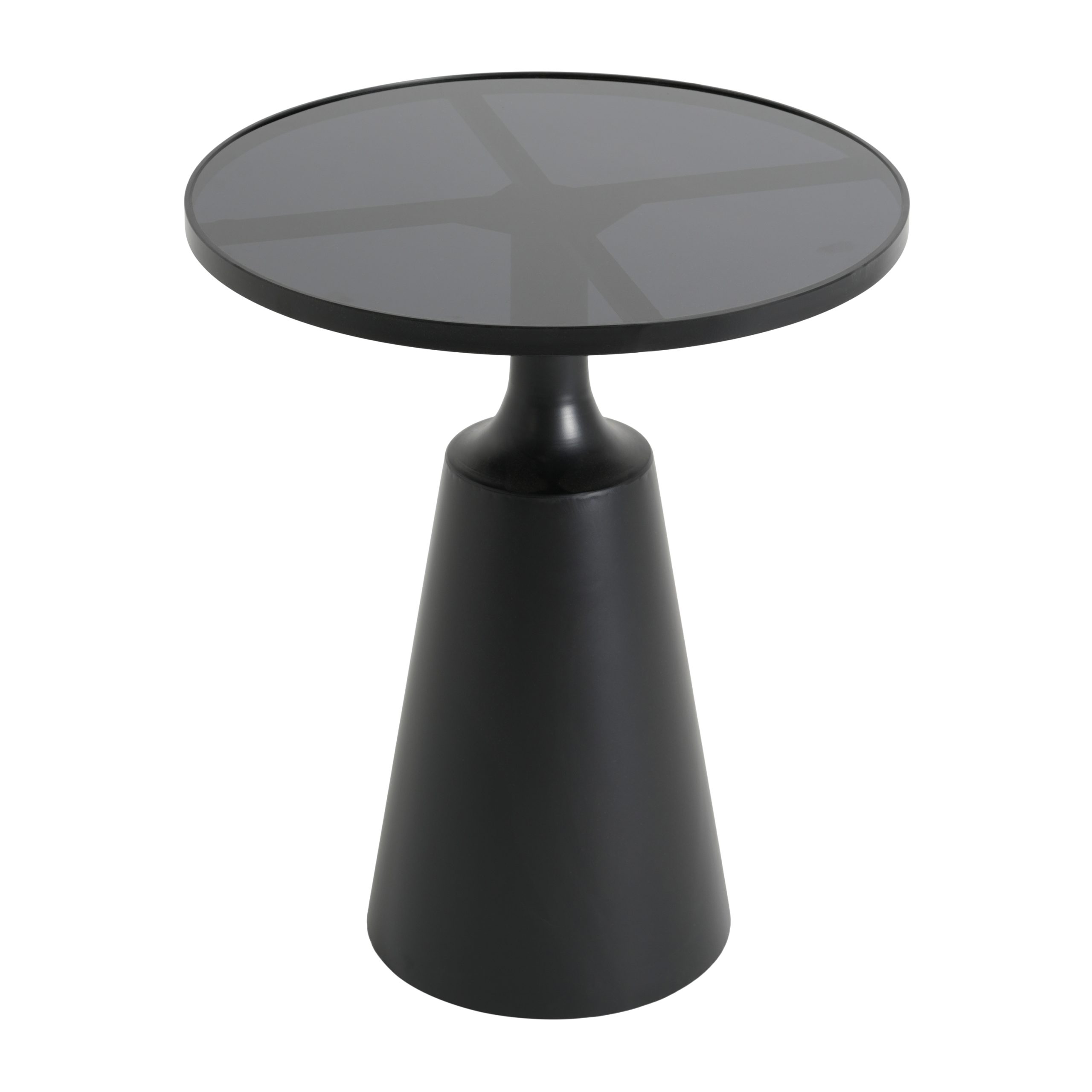 Modern Black Iron Side Table with Round Glass Top - 20" Diameter, 24.25" H, 75 lbs Capacity - Assembly-Free Accent Table for Living Room, Bedroom, or Office - Image 5