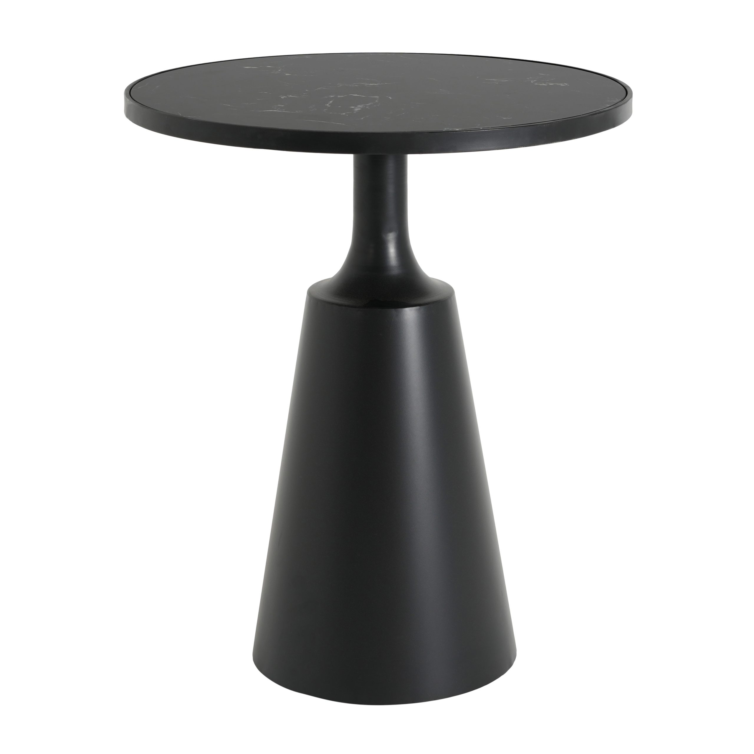 Modern Round Side Table with Marble Pattern Top and Black Iron Base, 20" Diameter, 24.25" H, 75 lbs Capacity - Assembly-Free Accent Table for Living Room, Bedroom, or Office - Image 6