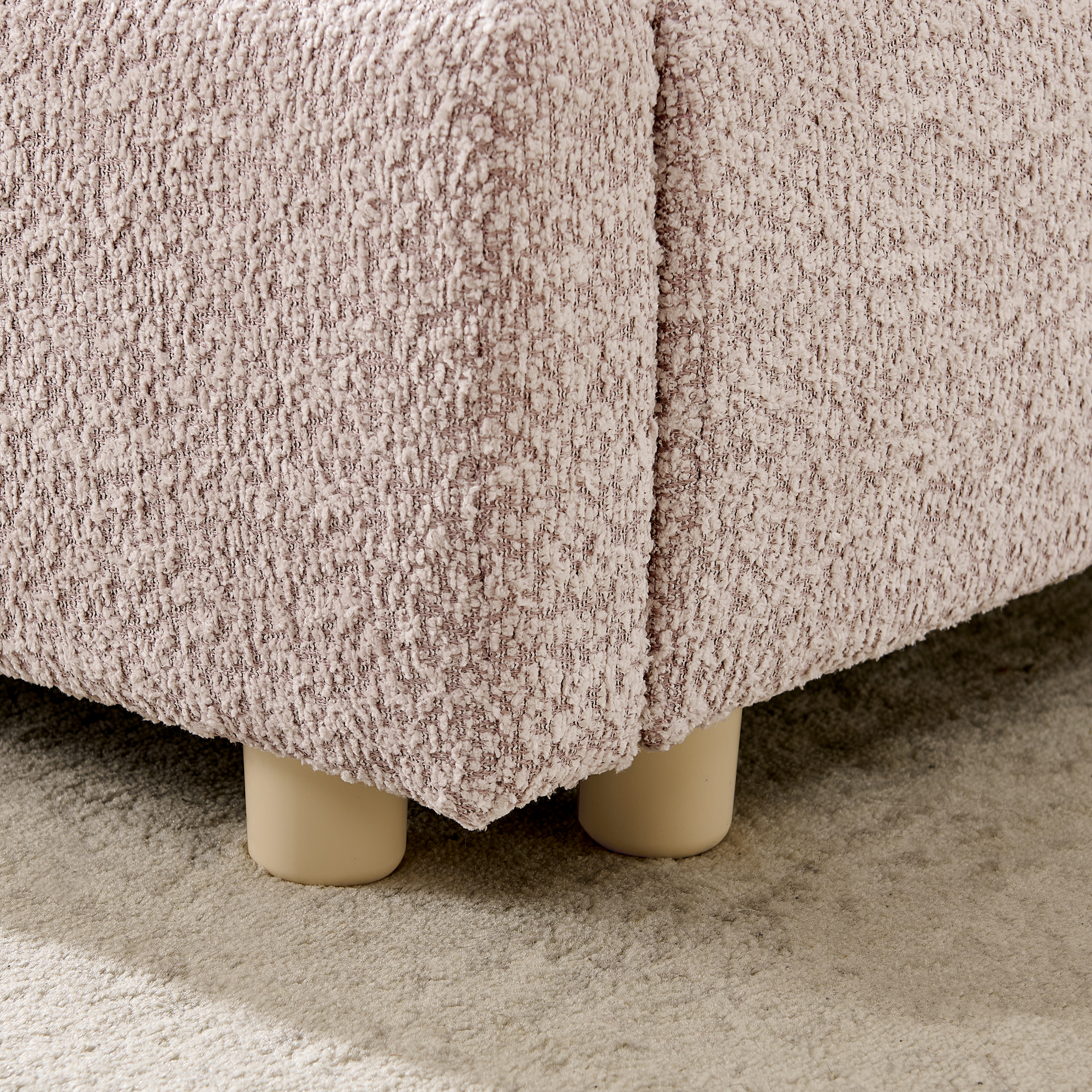 King Size Upholstered Bed Frame, Modern Minimalist Style with Tall Curved Headboard, Premium Circle Yarn Fabric & Sturdy Leg Support, Mattress Not Included-Pink - Image 6